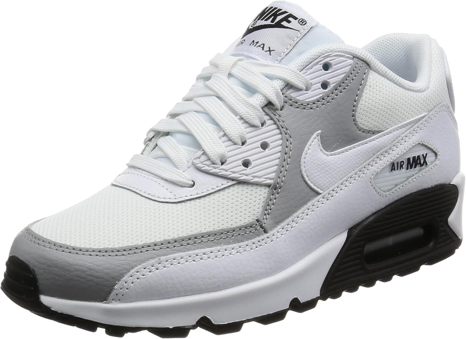 Nike Women's Air Max 90 White/White/Wolf Grey/Black Running Shoe (6 B(M) US)