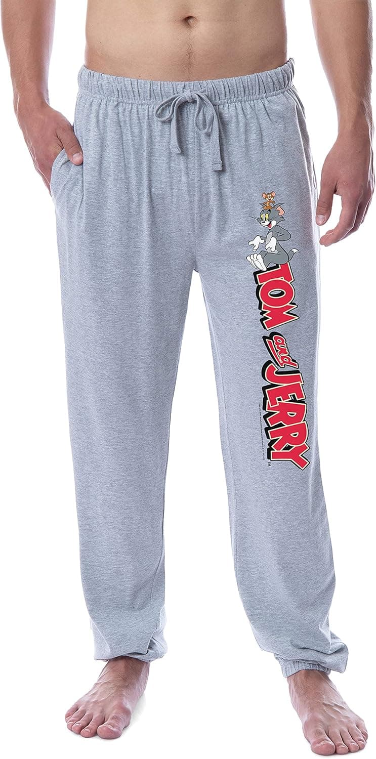 Tom and Jerry Men's Vintage Characters Logo Sleep Jogger Pajama Pants