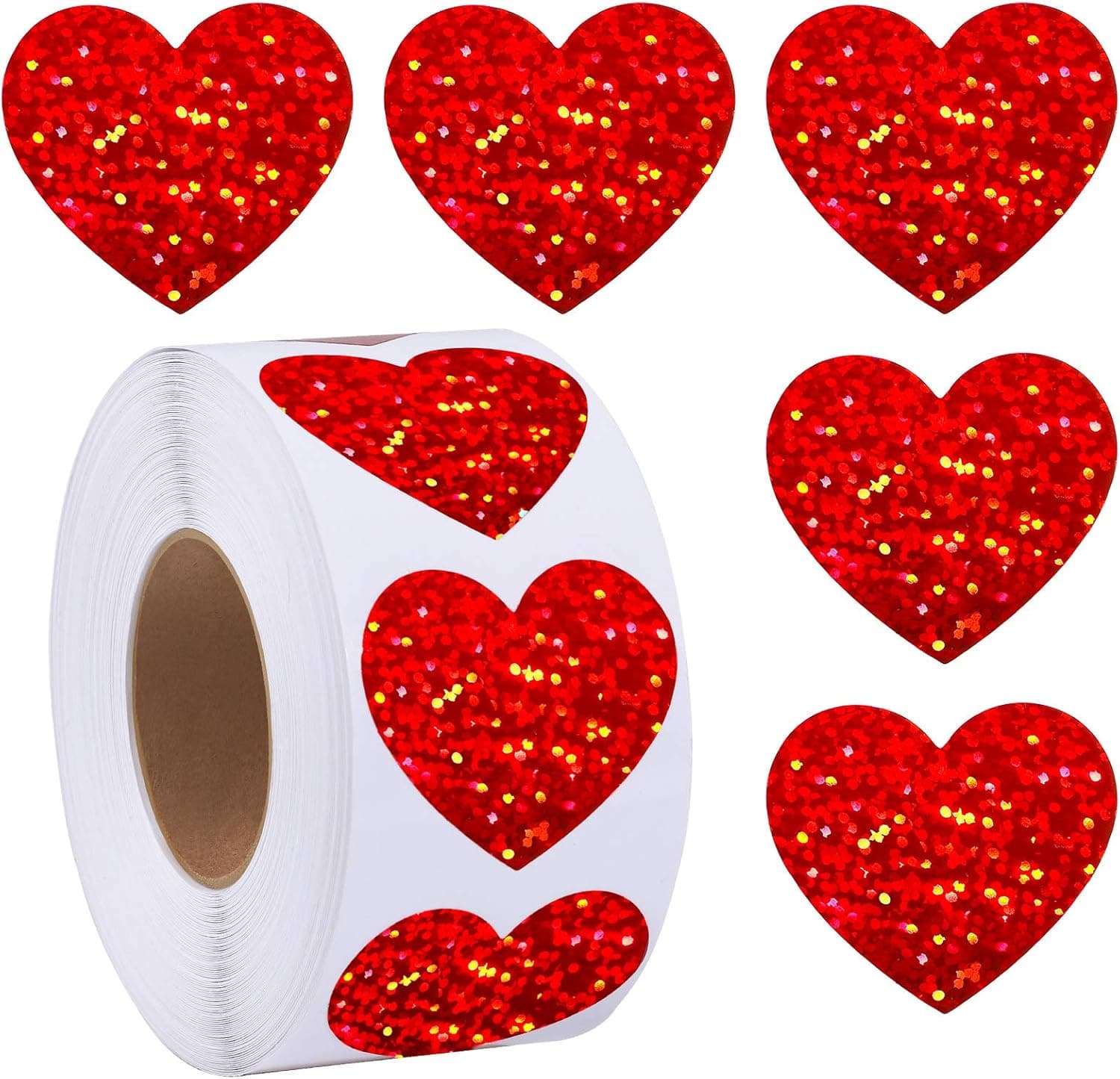 Motarto 500 Pieces Glitter Heart-Shaped Decorative Self-Adhesive Stickers Valentine's Love Decorative Stickers Valentine's Day, Wedding, Anniversaries
