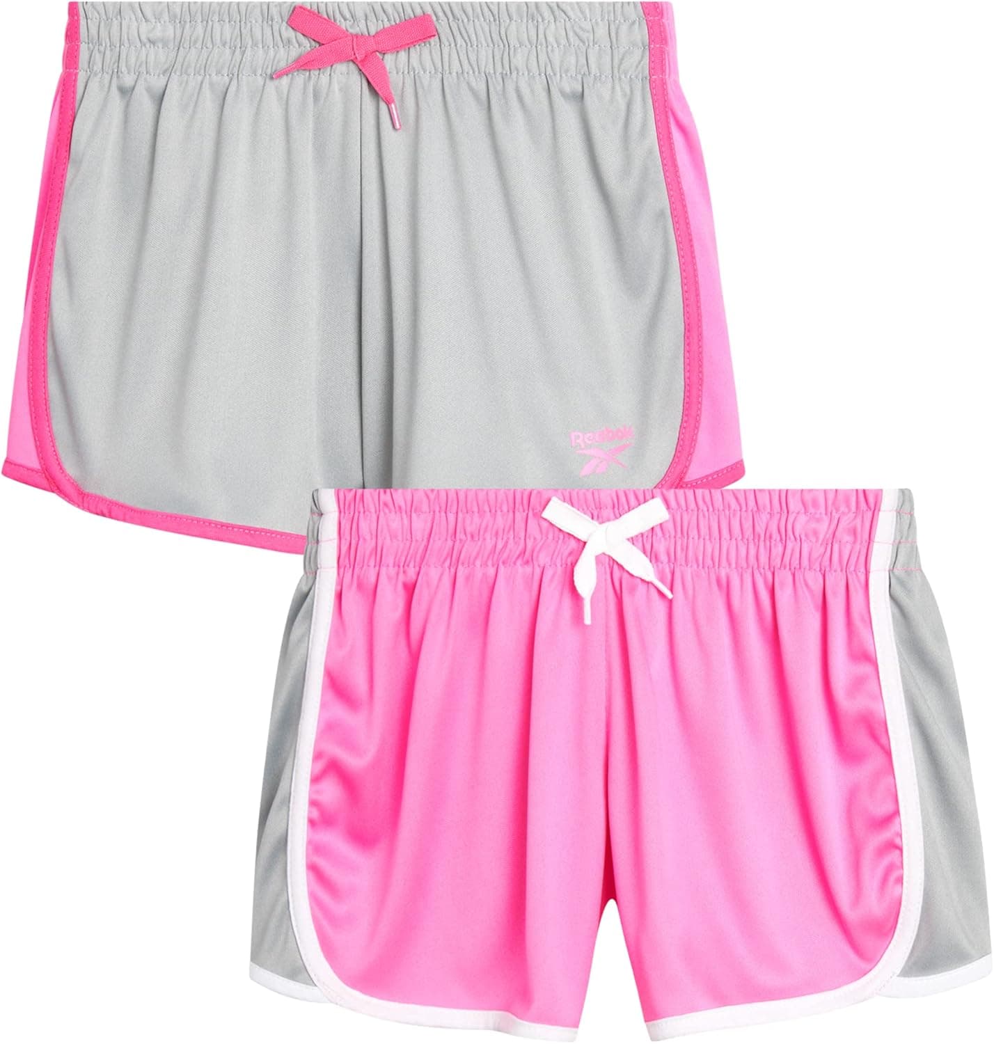 Reebok Girls' Active Shorts – Lightweight Athletic Mesh Gym Shorts (2 Pack)