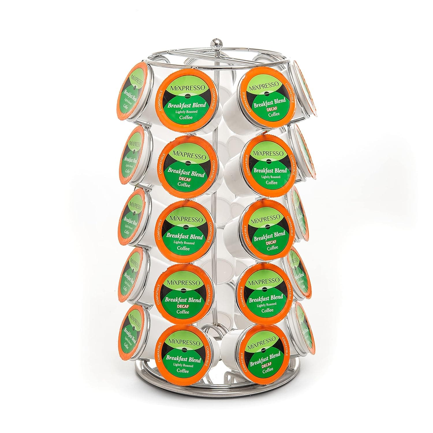 Mixpresso 35 K-Cup Holder, Strong Spinning Carousel, Coffee K Cups & Single-Serve Pods Organizer, KCup Coffee Pods Holder, Strong Coffee Cup Holders for Counter