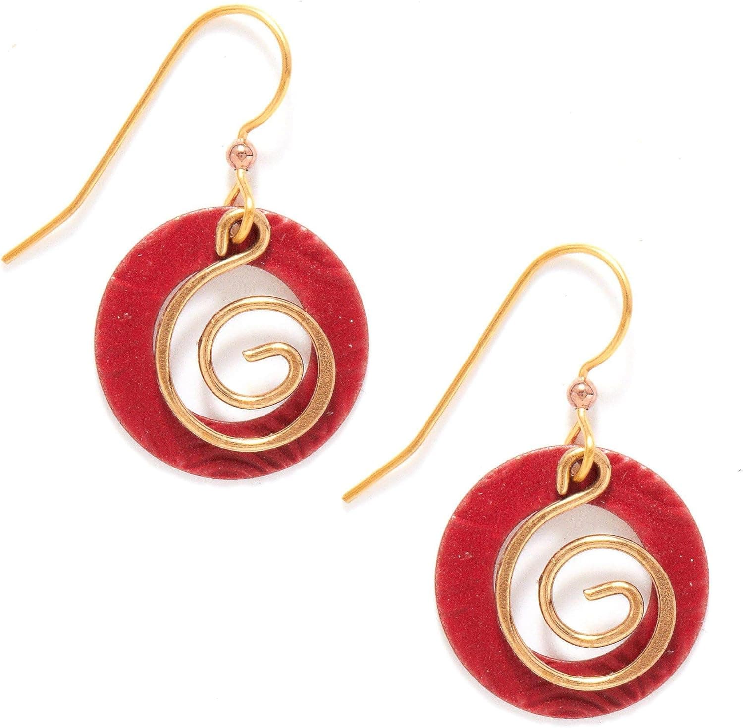 Silver Forest of Vermont Dangle Red and Gold Round Earrings