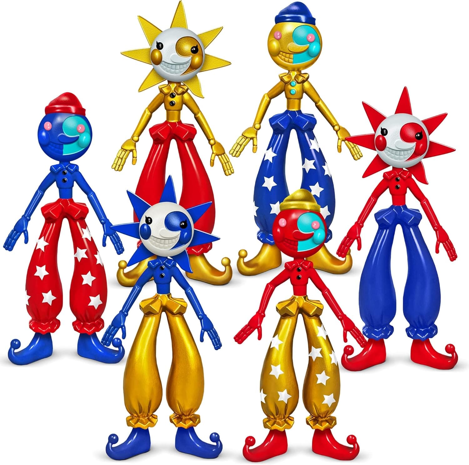 Sundrop Toys (6 Pack) - Sundrop Figures - Sun and Moon Clowns - Security Breach Figures Set