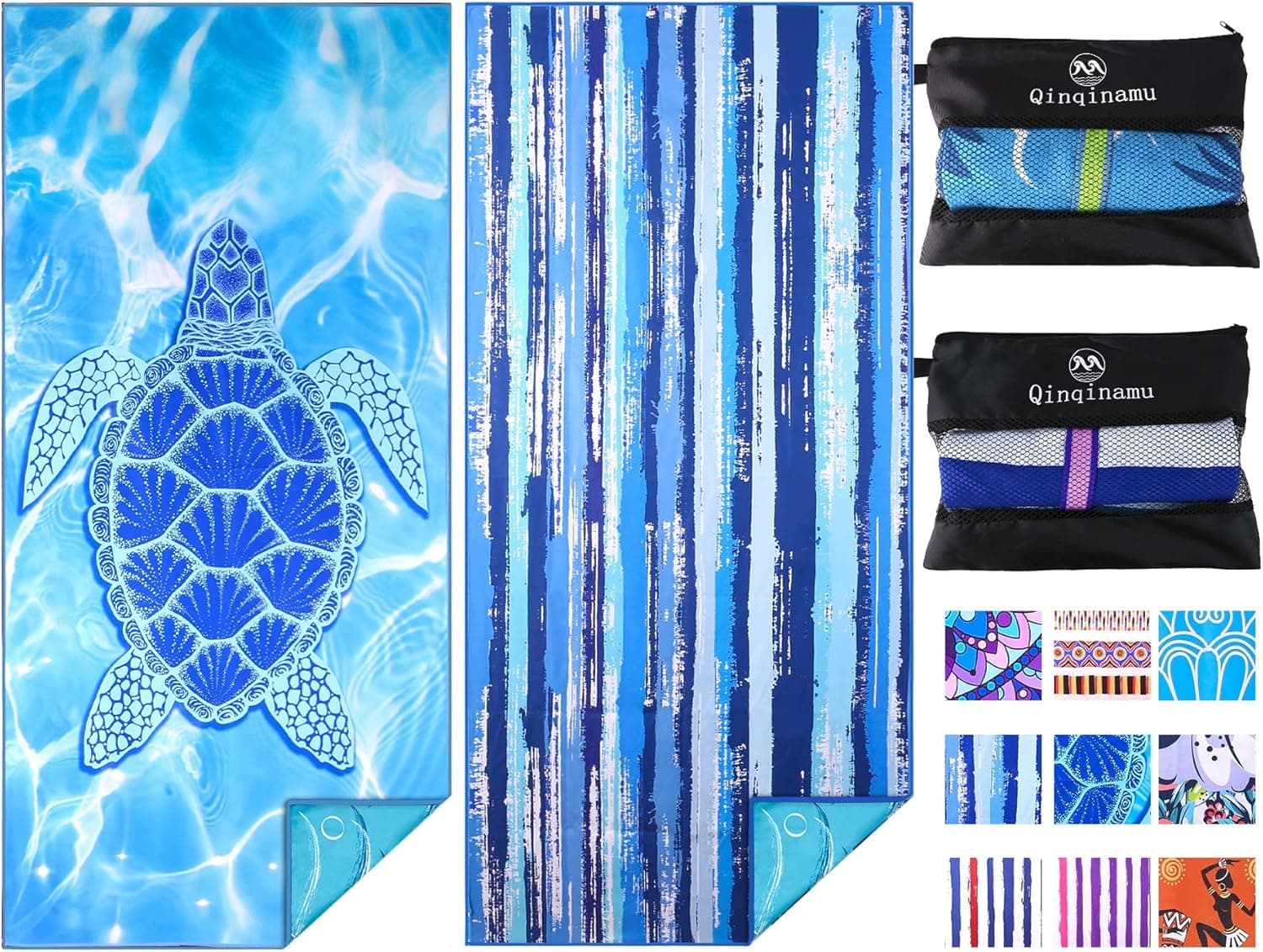 2 Pack Microfiber Oversized Lightweight Beach Towel 71"x32" XL Extra Large Thin Sand Free Towels Travel Swim Pool Yoga Gym Camping for Adults Women Men Beach Essentials Accessories Vacation Gift