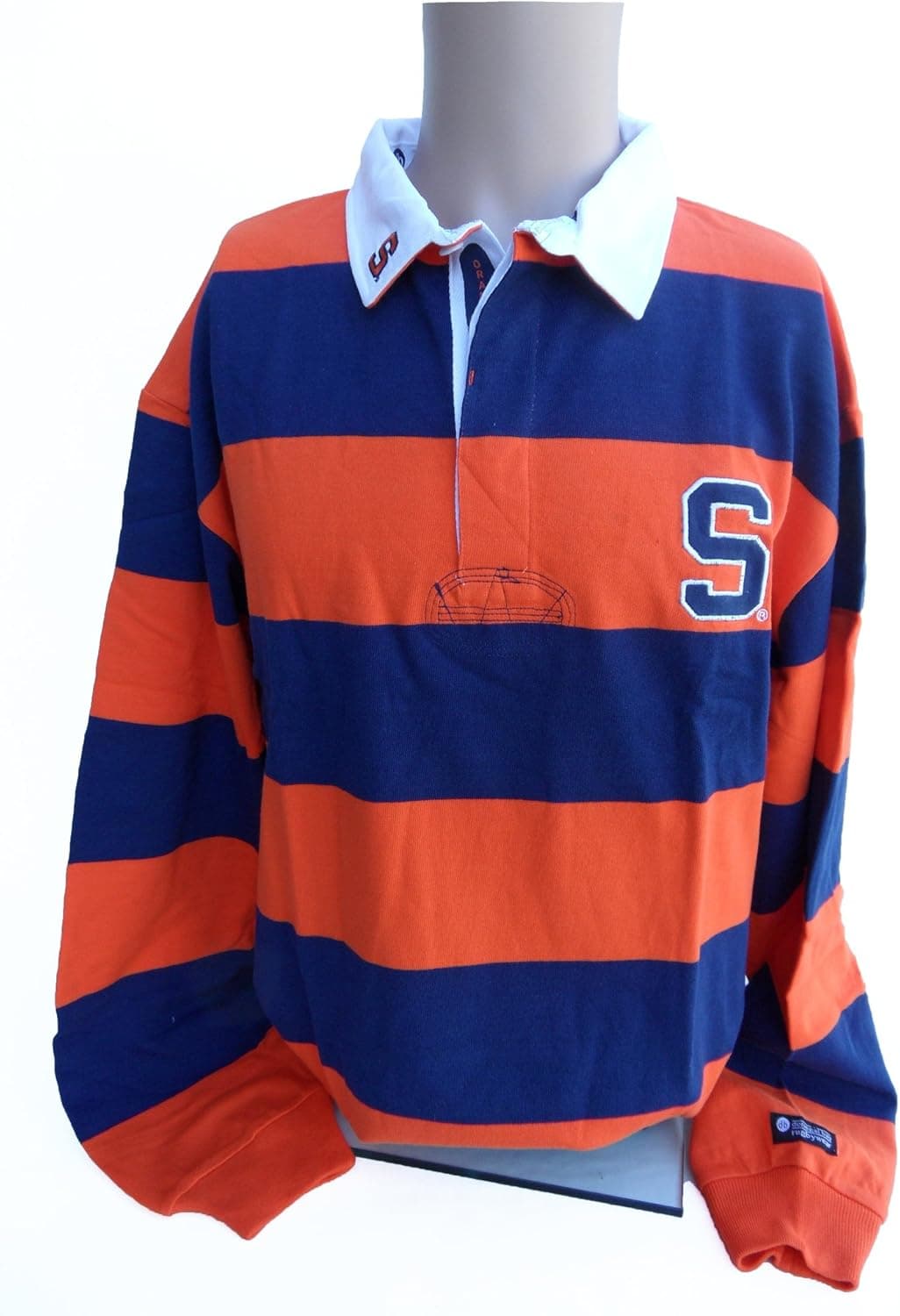 NCAA Syracuse Orange Striped Rugby Shirt, XX-Large, Blue/Orange/White