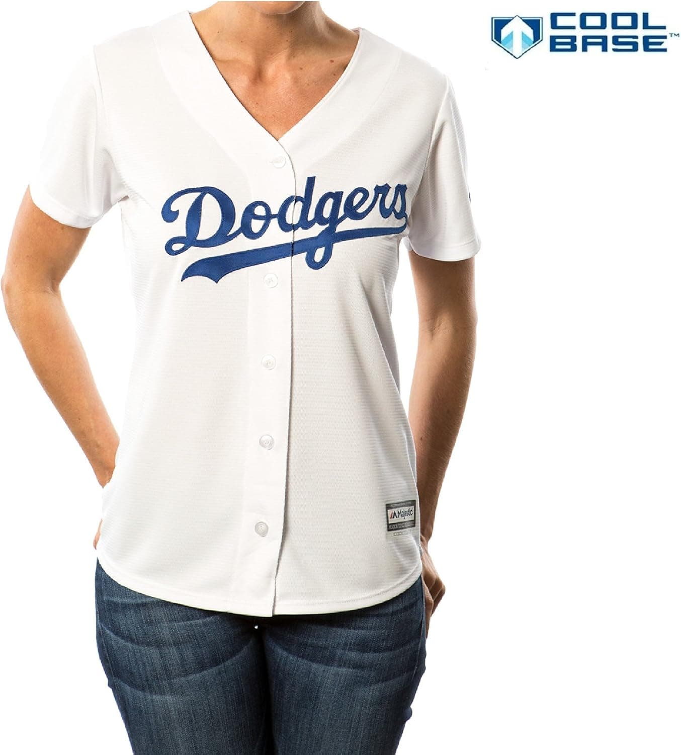 Majestic Jackie Robinson Brooklyn Dodgers #42 Women's Cool Base Home Jersey (Medium)