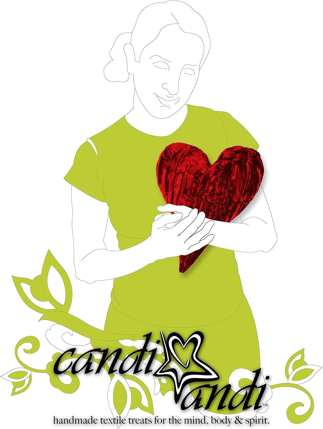 Candi Andi Handmade 12" Heart Throw Pillow - Colorful Crushed Velvet - Buckwheat Hull Filled - Lavender Scented - Ruby Red