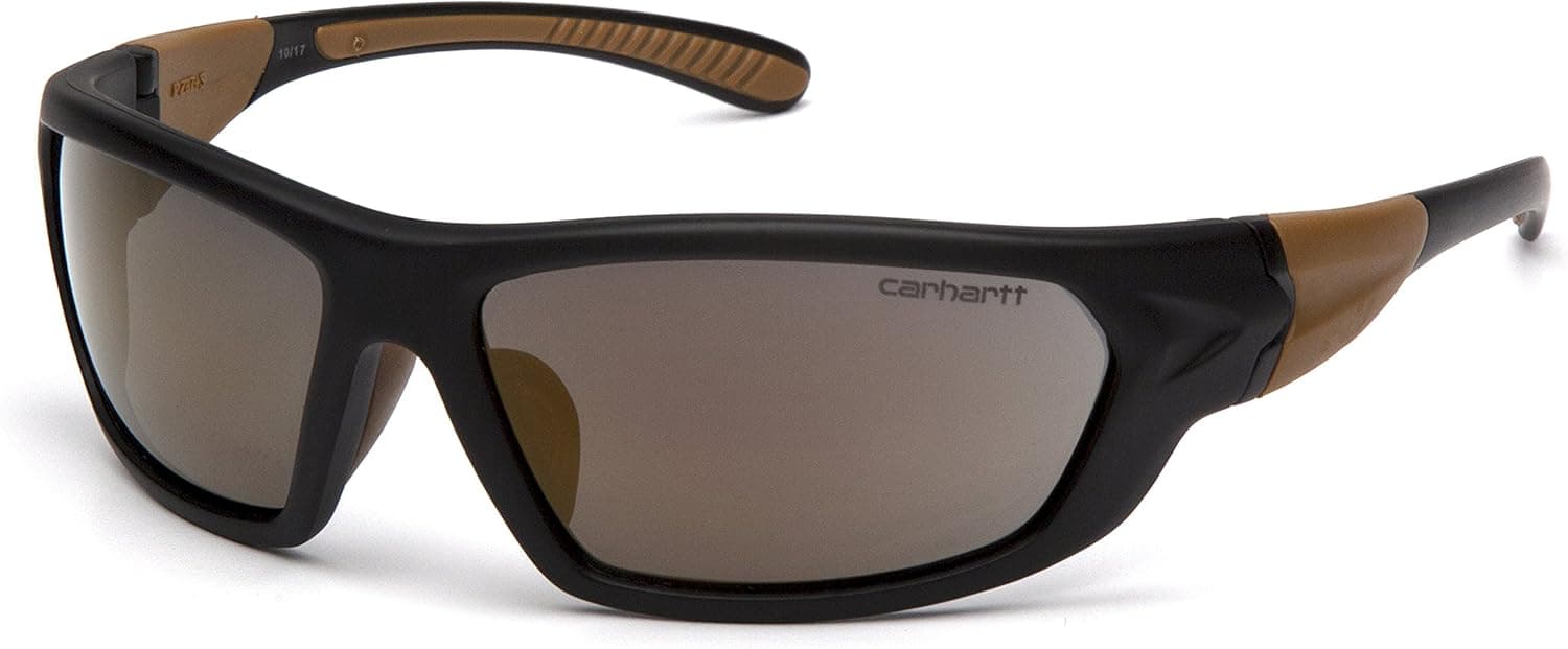 Carhartt CHB290D Carbondale SAFETY Glasses, Black/Tan Frame, Antique Mirror Lens