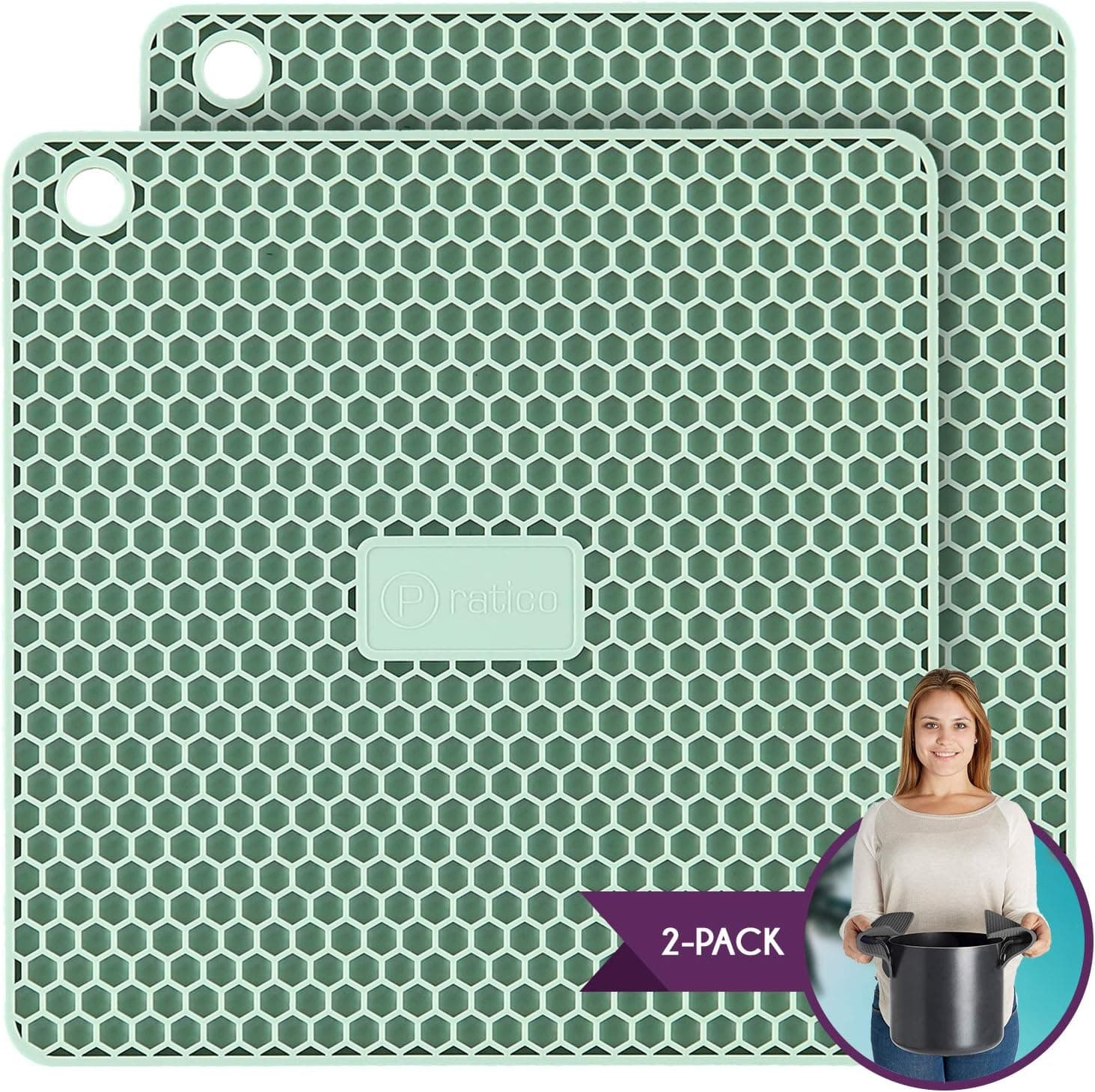 Pratico Kitchen Multipurpose Silicone Pot Holder, Trivet, Jar Opener and Spoon Rest, Light Grey