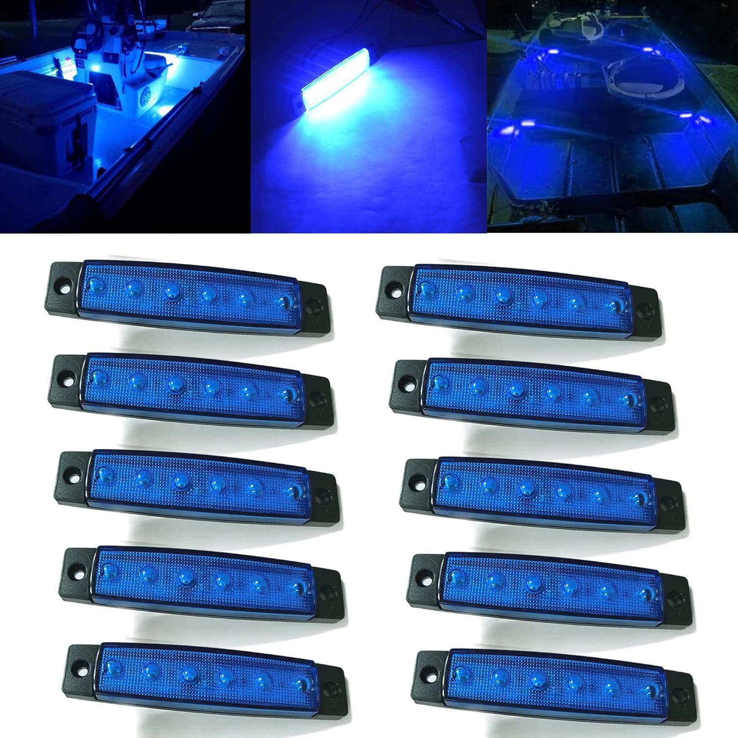 NBWDY 10pcs Blue Marine Boat Lights, Utility Led Interior Lights for Boat Deck Courtesy Cockpit Decoration Light, 12V Waterproof Boat Navigation Lights for Bow and Stern, Kayak Lights…