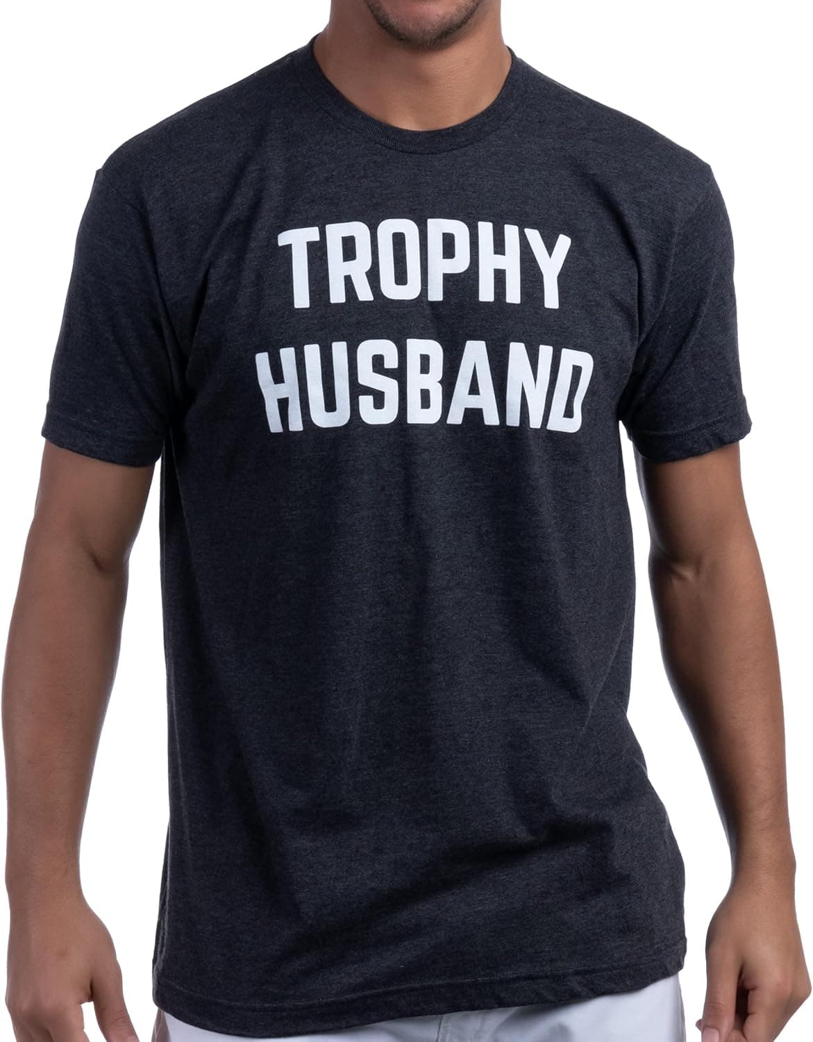 Trophy Husband | Funny Dad Joke Groom Humor Marriage Anniversary Hubby Saying Cute Dude Men's T-Shirt