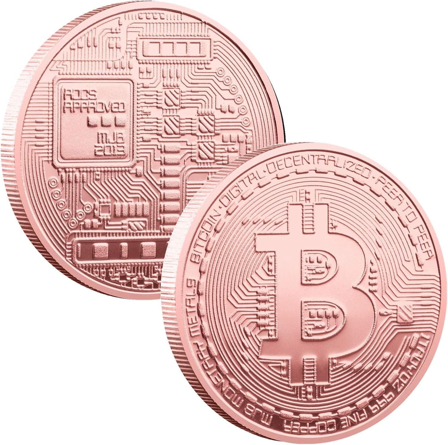 1oz Copper Bitcoin Commemorative Coin Copper Plated BTC Bitcoin Challenge Coin Limited Edition Collectible Coin with Protective Case