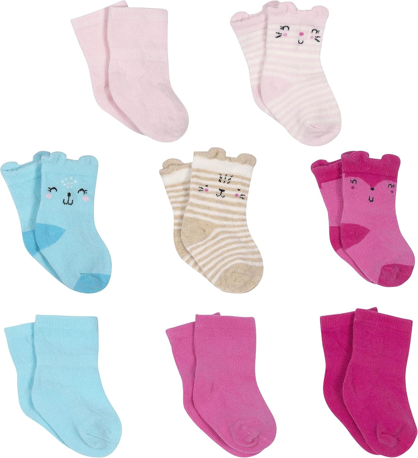 Gerber baby-girls 8-pack Wiggle Proof Jersey Crew Socks