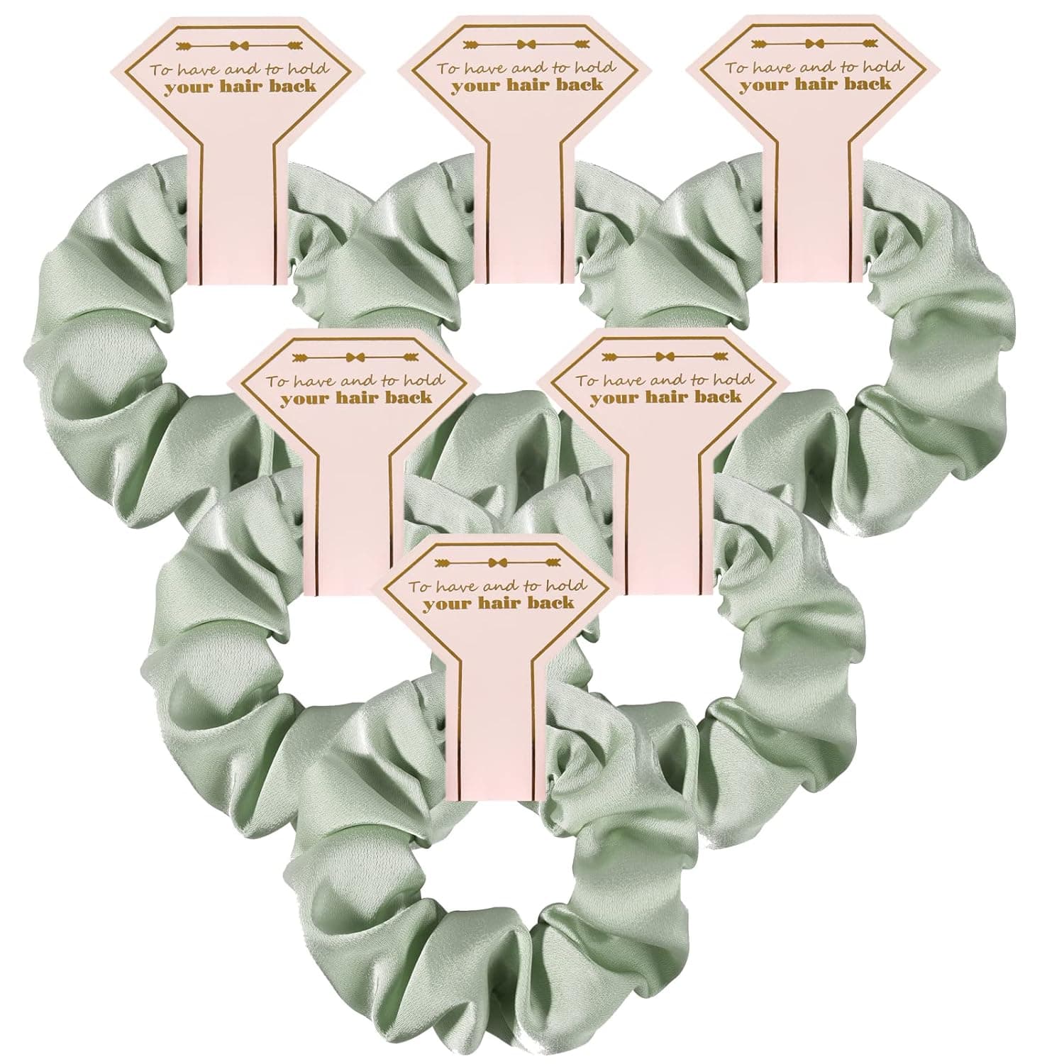 Loanzeg Satin Bridesmaid Scrunchies Bachelorette Hair Ties Set of 6 Bridal Shower No Damage Hairties ideas Gift for Wedding Party Favors Bridesmaid Proposal Gifts (Sage Green)