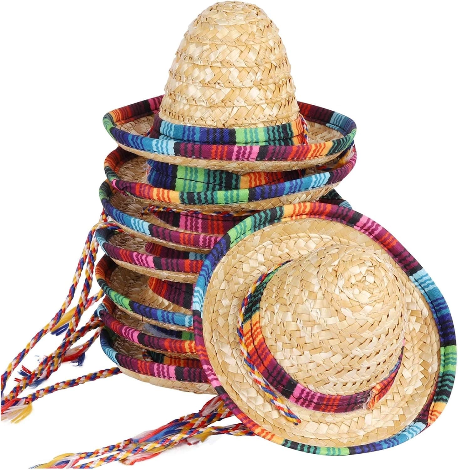 BTYMS 8 Pieces Mini Sombrero Party Hats Mexican Hat Party Decorations Party Supplies Costume Hats for Kids Dolls Pets 5.9 Inch