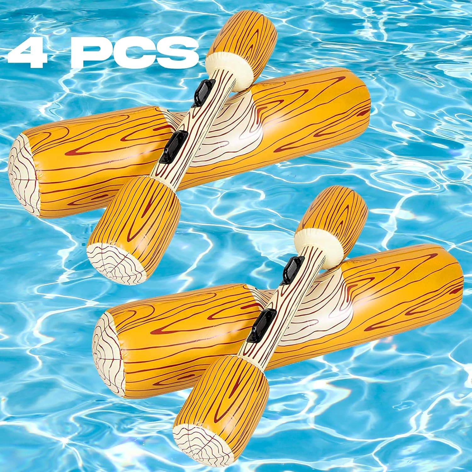 Uniqhia 4PCS Battle Log Rafts Inflatable Pool Float Game Row Toys, Pool Toys for Kids Adults, Summer Swimming Pool Party Water Sports Outdoor Games Pool Float Water Toys