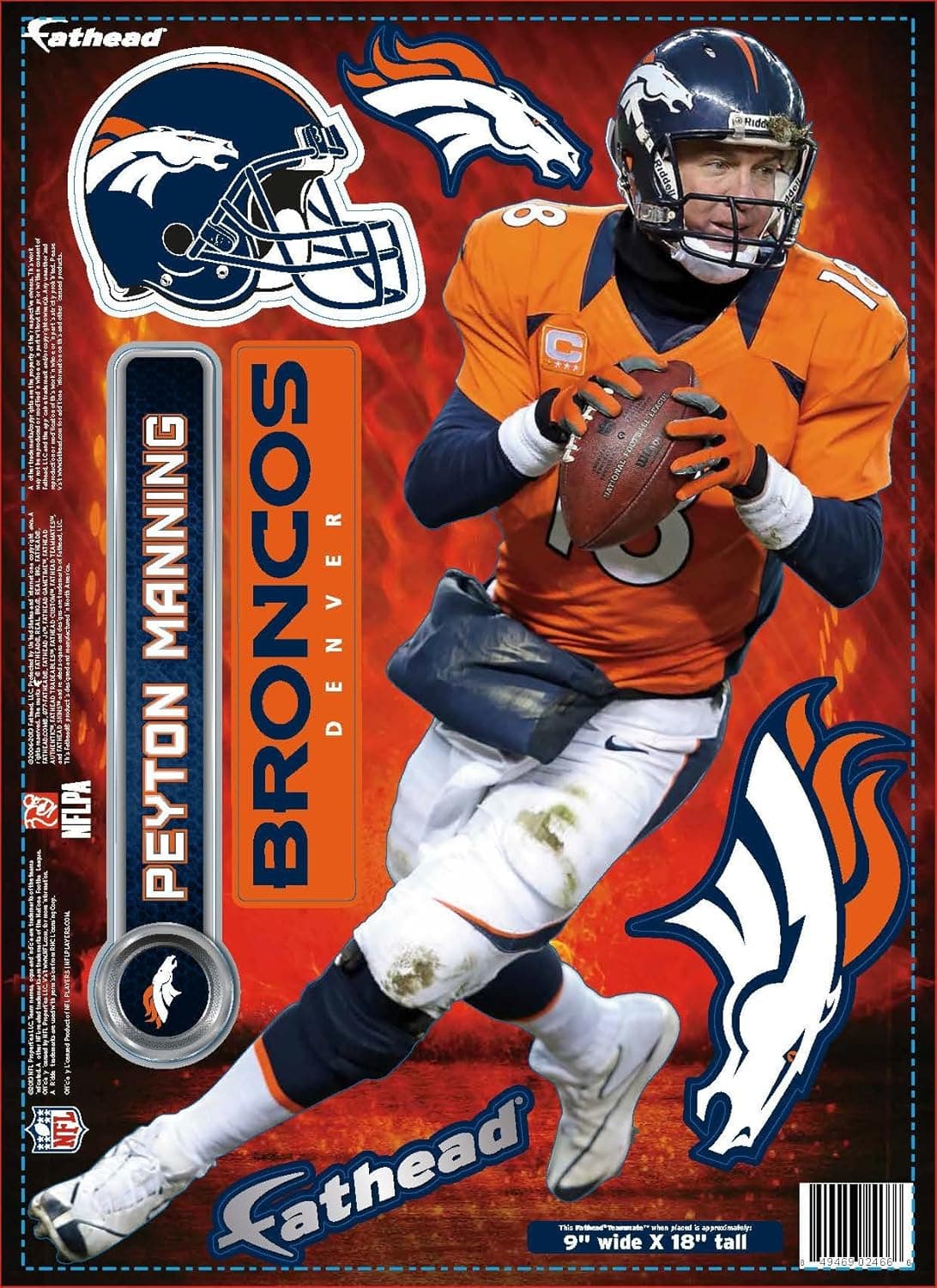 NFL Denver Broncos Peyton Manning Fathead Teammate Wall Decal