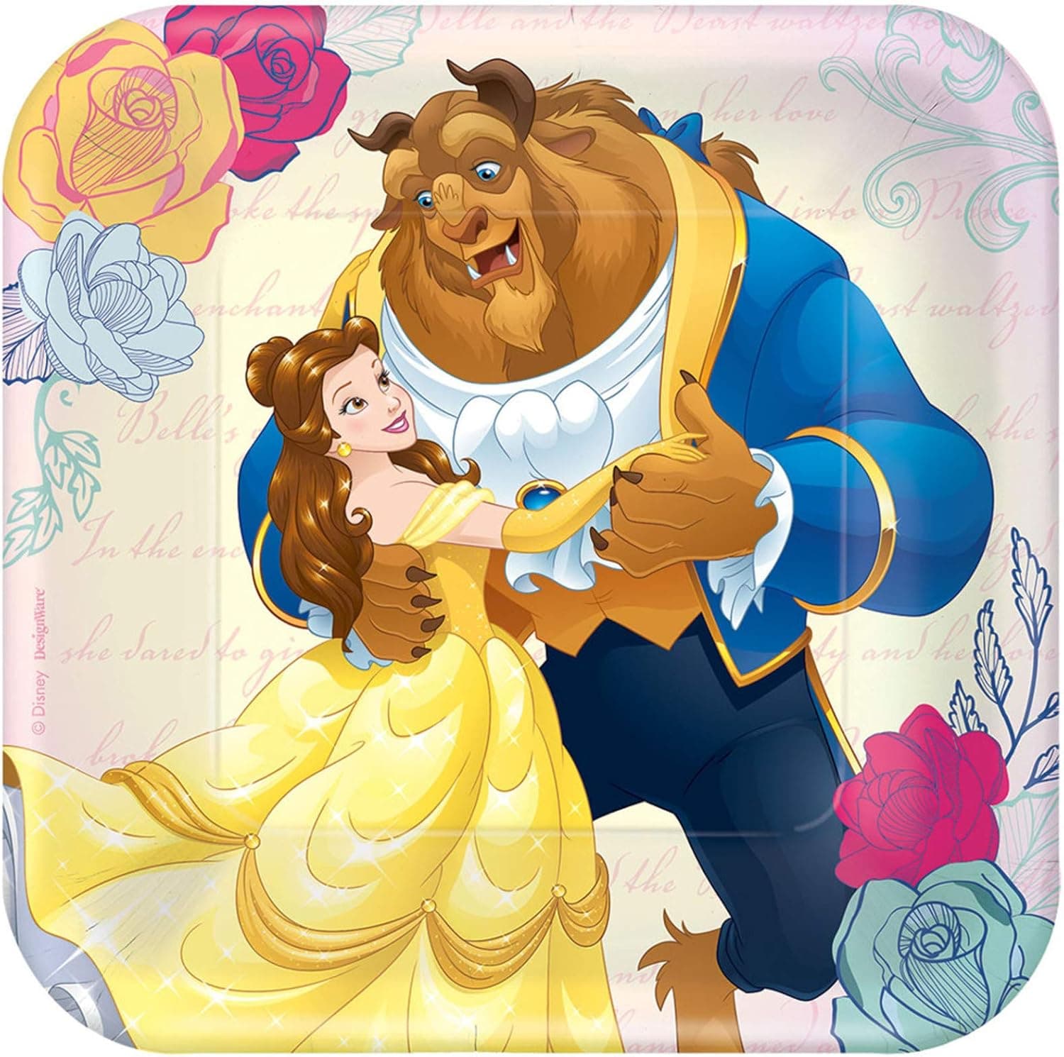 Disney Beauty and The Beast 7" Dessert Plates (8)