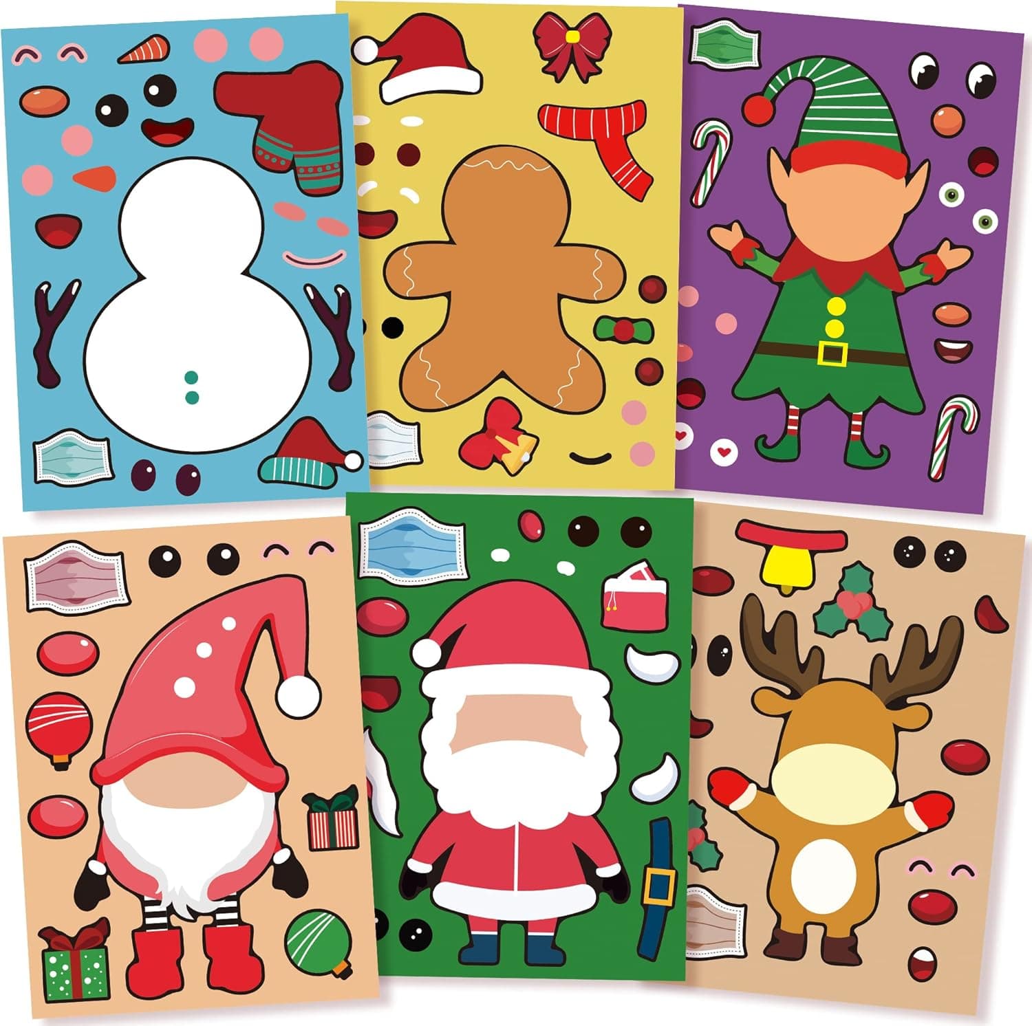 Big Merry Christmas Stickers for Kids - Pack of 24 Sheets, DIY | Make Your Santa Stickers for Kids, Christmas Sticker Crafts for Kids | Christmas Stickers for Crafts | Christmas Stickers for Envelopes