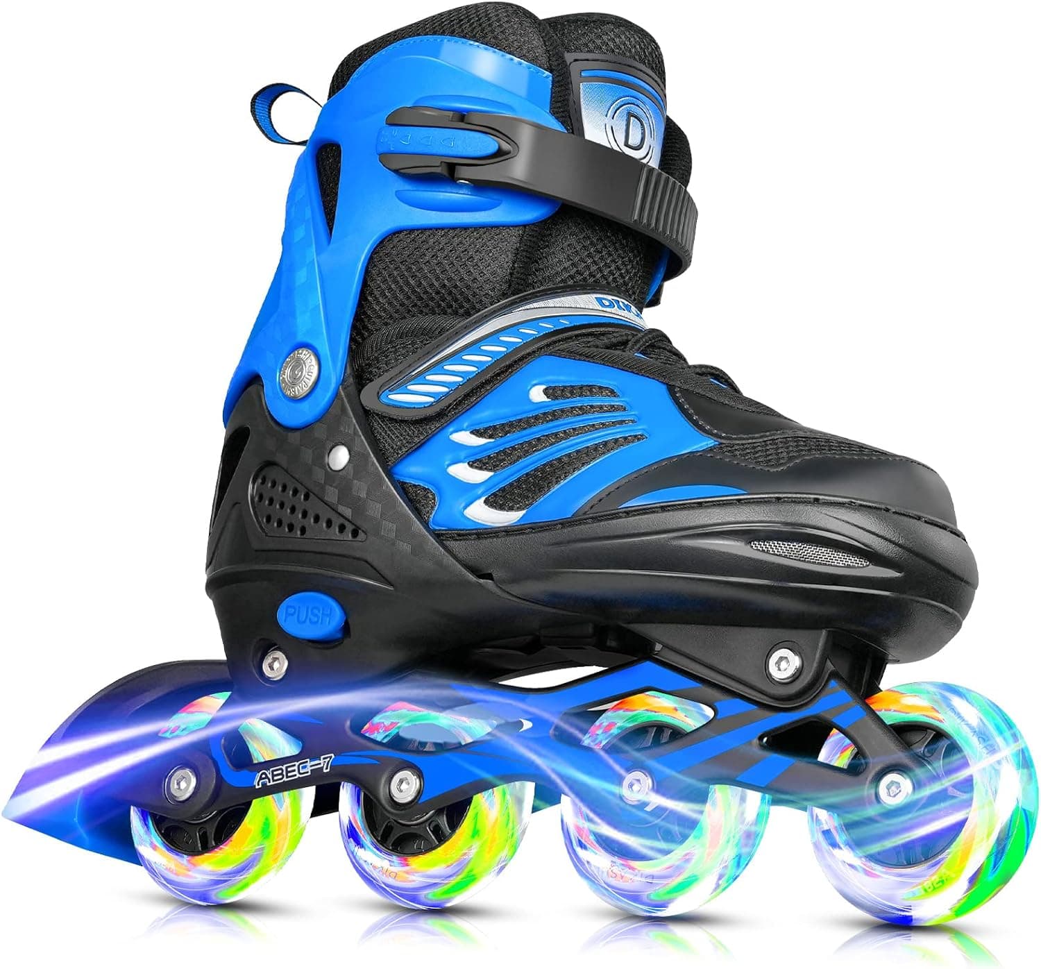 Black/Blue/Red Adjustable Inline Skates Boys Girls Kids Women Men Size,Light Up Adult Roller Blades Skates for Women Outdoor and Indoor