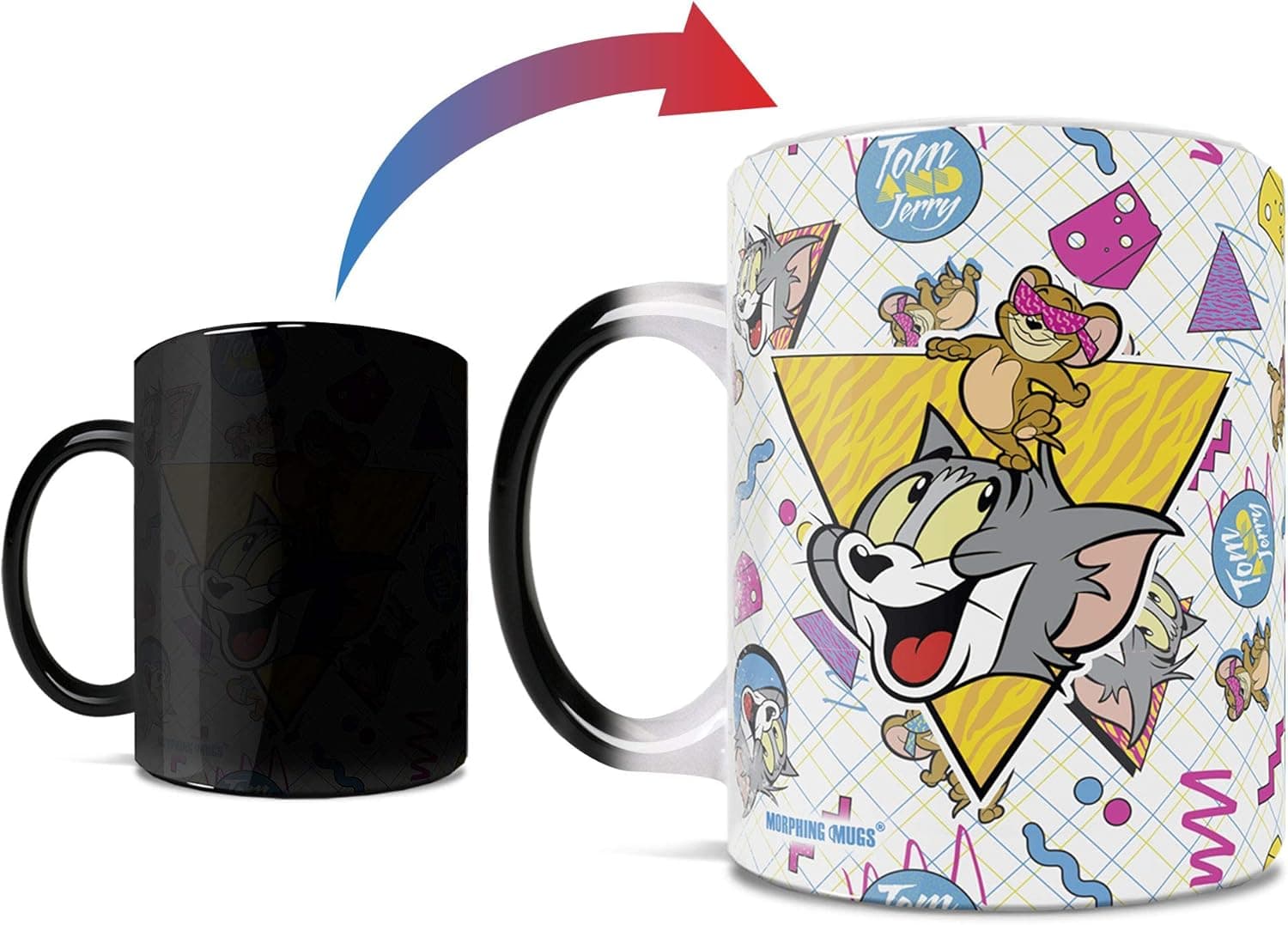 Morphing Mugs Tom and Jerry – Retro - One 11 oz Color Changing Heat Sensitive Ceramic Mug – Image Revealed When HOT Liquid Is Added!