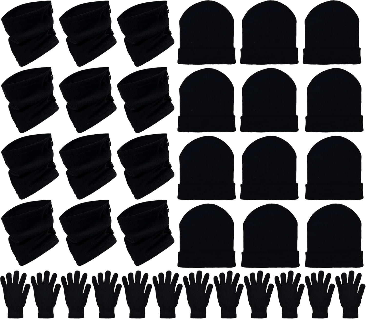 36x Winter Gloves, Beanies, Neck Warmers Unisex Bulk Pack Donation Charity Care Bundle