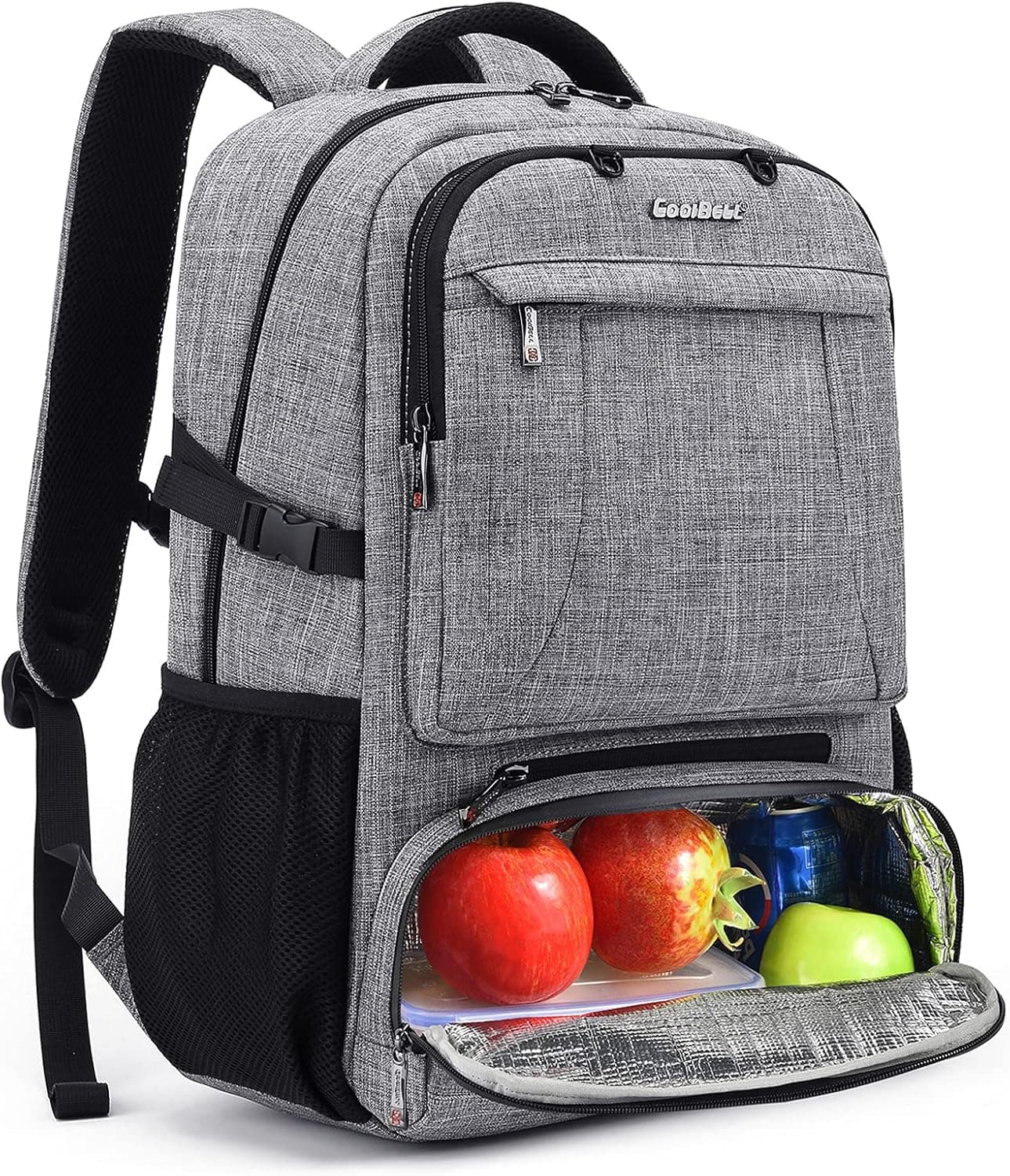 CoolBELL Lunch Backpack 17.3 Inches Laptop Backpack Bags with Insulated Compartment/USB Port Water-resistant Hiking Backpack for College Business Work Travel Men Women Nurse (Grey)