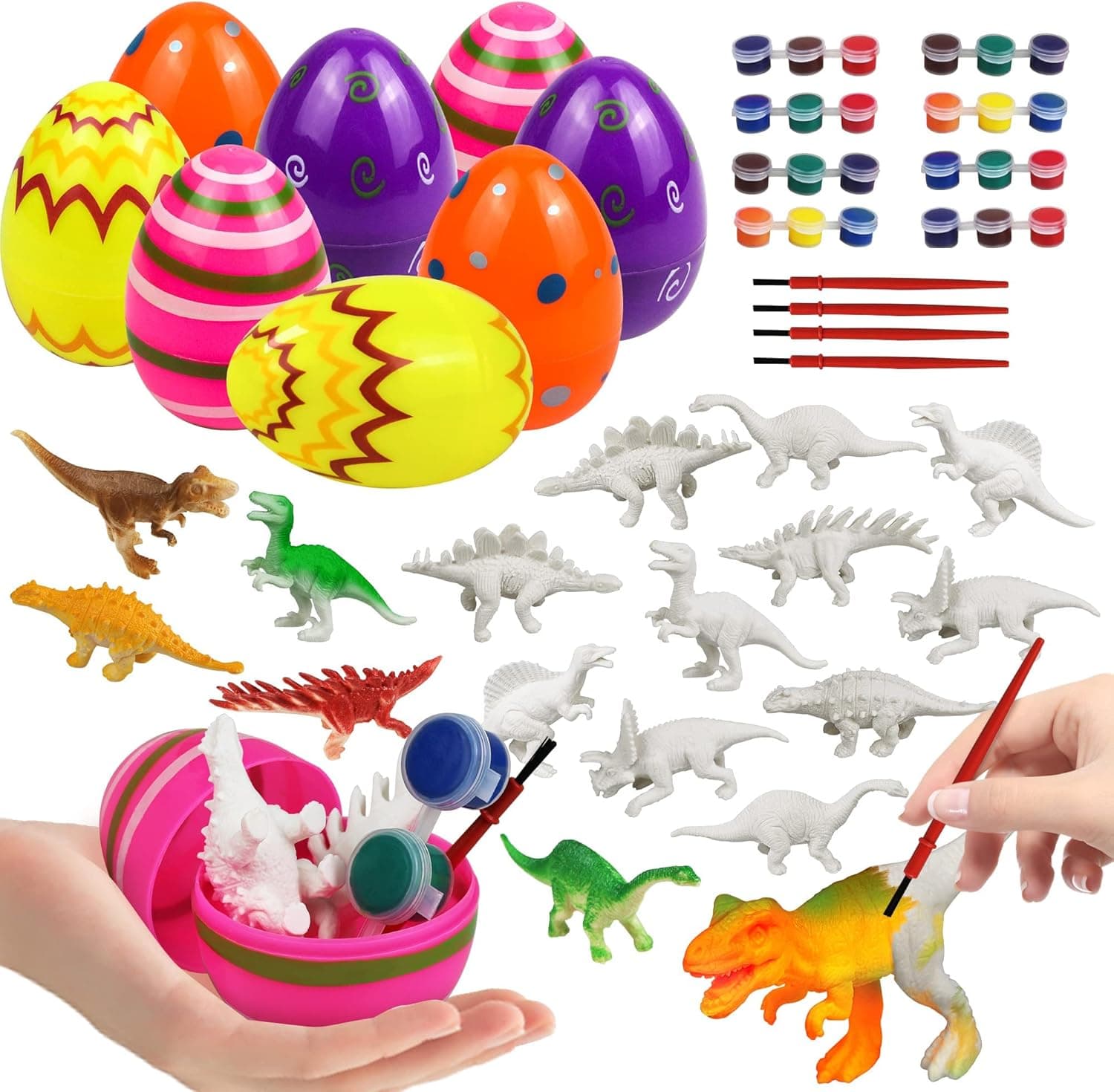 LGDSY Easter Eggs with Dinosaur Toys Inside for Kids Party Favors, Easter Basket Stuffers