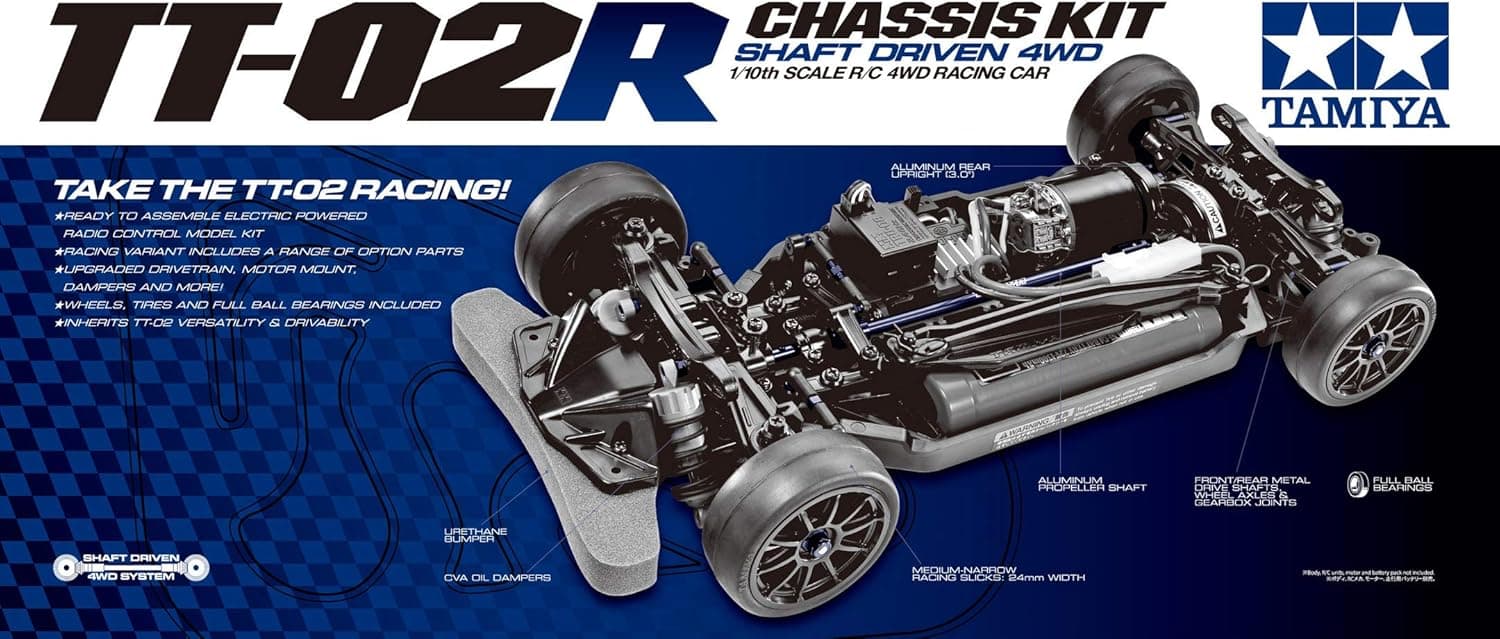 TAMIYA 1/10 TT-02R Chassis 4 Wheel Drive Kit TAM47326 Cars Elec Kit 1/10 On-Road