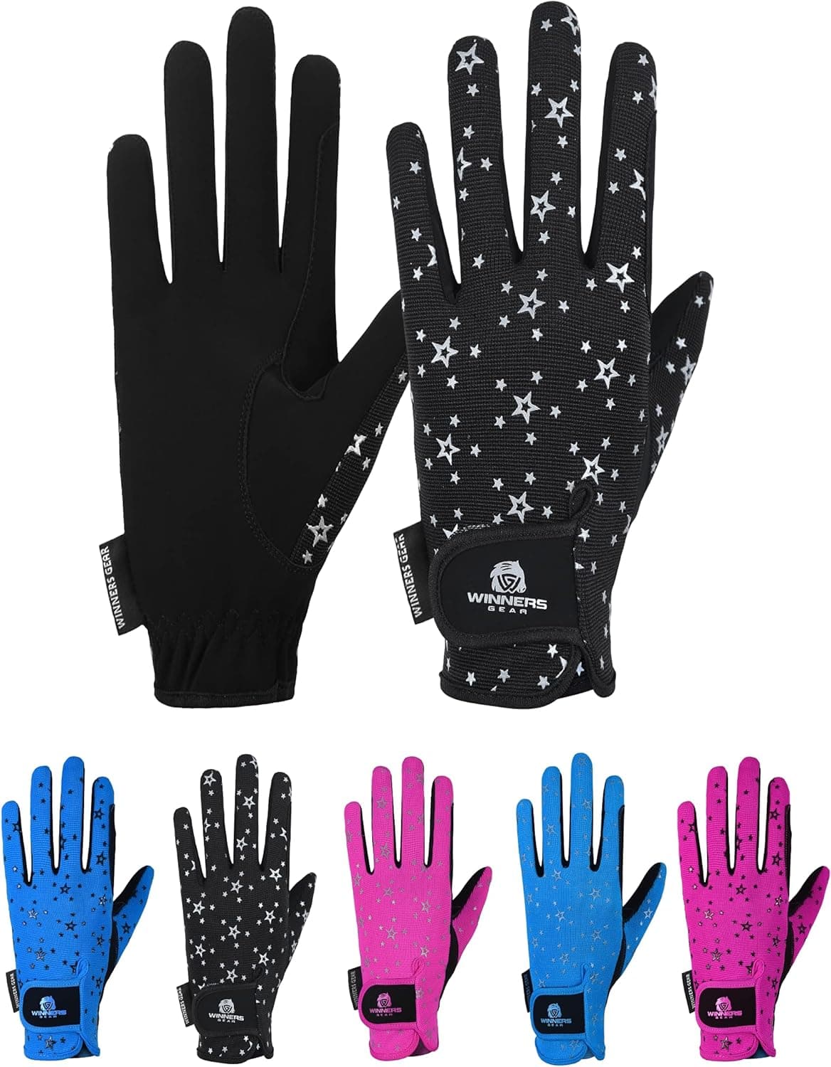 Winners Gear Kids Horse Riding Gloves - 1 Pair of Cotton Gloves Junior Mittens for Boys & Girls - Perfect for Equestrian Riding, Cycling, Running, Sports, Gardening, and Other Outdoor Activities