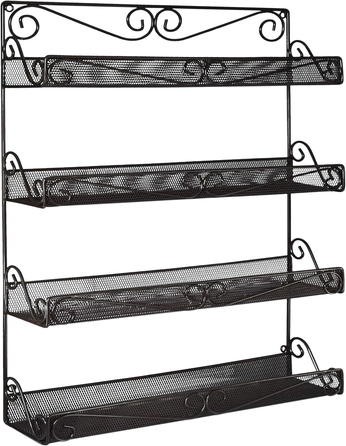 AMT 4 Tier Nail Rack, Pack Metal Wall Mount Organizer,Young Living Essential Oils Organizer, Pantry Cabinet Door Shelf Storage.Hanging Display for Spice Jars, Sauces, Herbs, Nail Polish, Cosmetic Beauty Bottles