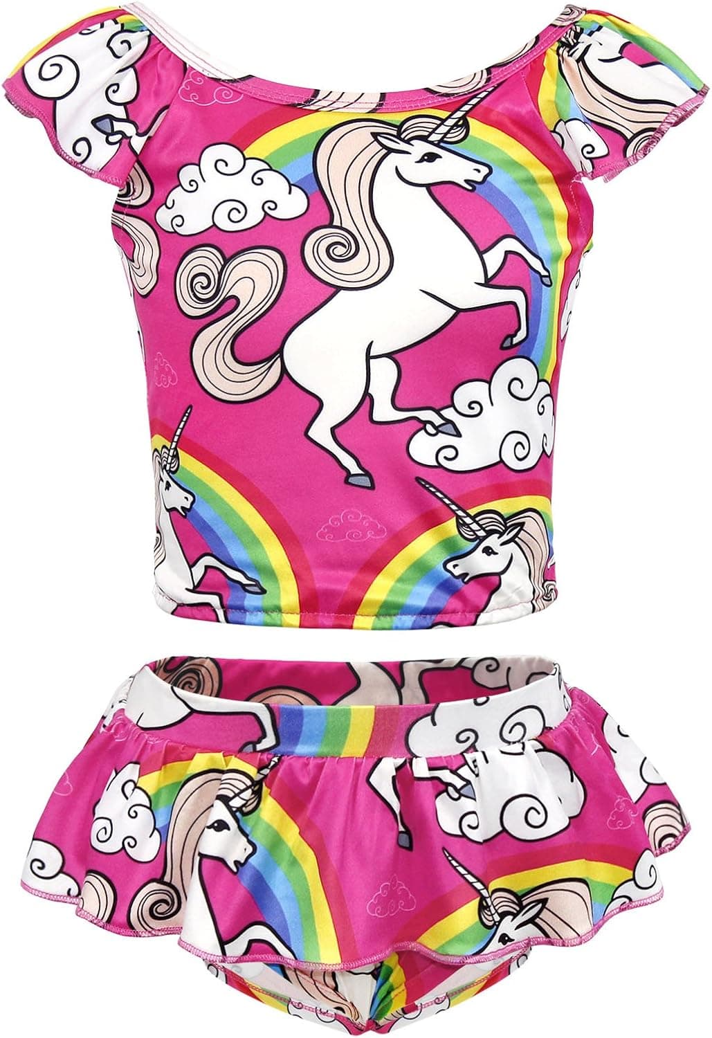 COTRIO Rainbow Unicorn Swimsuit Girls Two-Pieces Bikini Set Kids Tankini Bathing Suit Swimwear