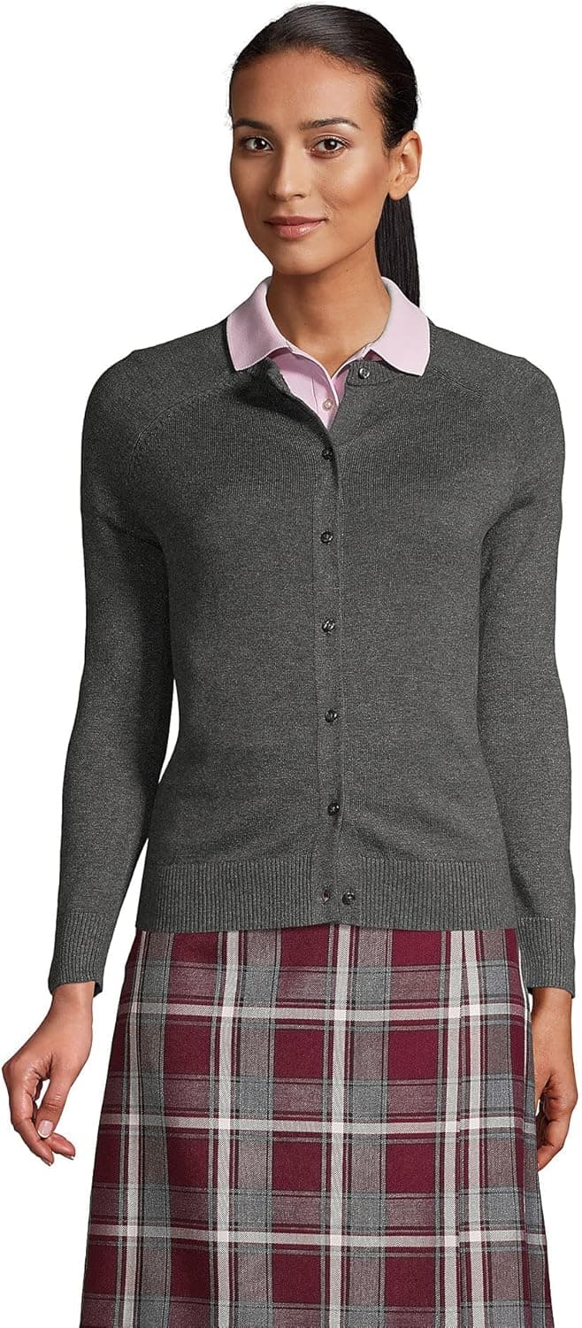 Lands' End School Uniform Young Women's Cotton Modal Cardigan Sweater