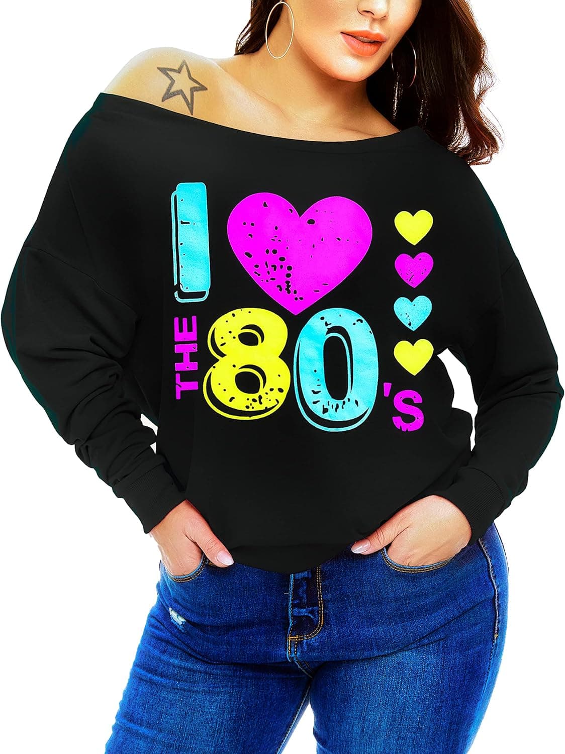 AM CLOTHES Womens Tops Plus Size Sweatshirts Sweaters Shirts Long Sleeve Oversized Off Shoulder T-shirts