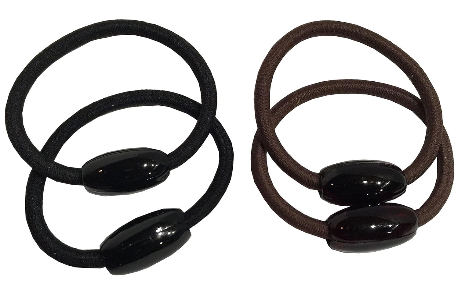 Parcelona French Barrel Brown Shell and Black Pony Holder Hair Elastic Ties for Girls and Women