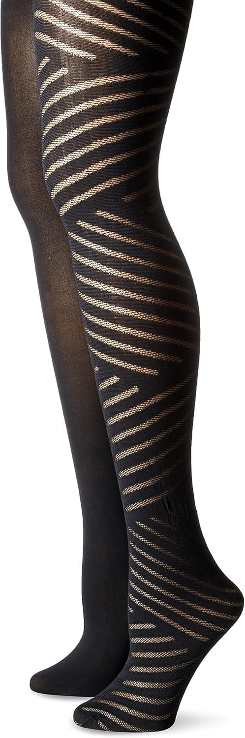 Isaac Mizrahi New York Women's Diagonal Stripe Tights (2-Pack)