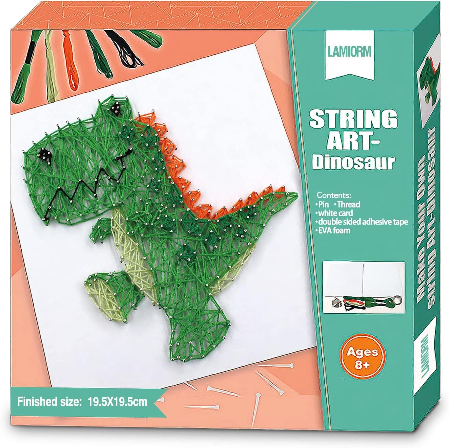Boqin String Art Kit - Dinosaur DIY String Art Set Includes All Crafting Supplies, Creativity for Kids Ages 8-12 Crafts Projects for Home Wall Decorations