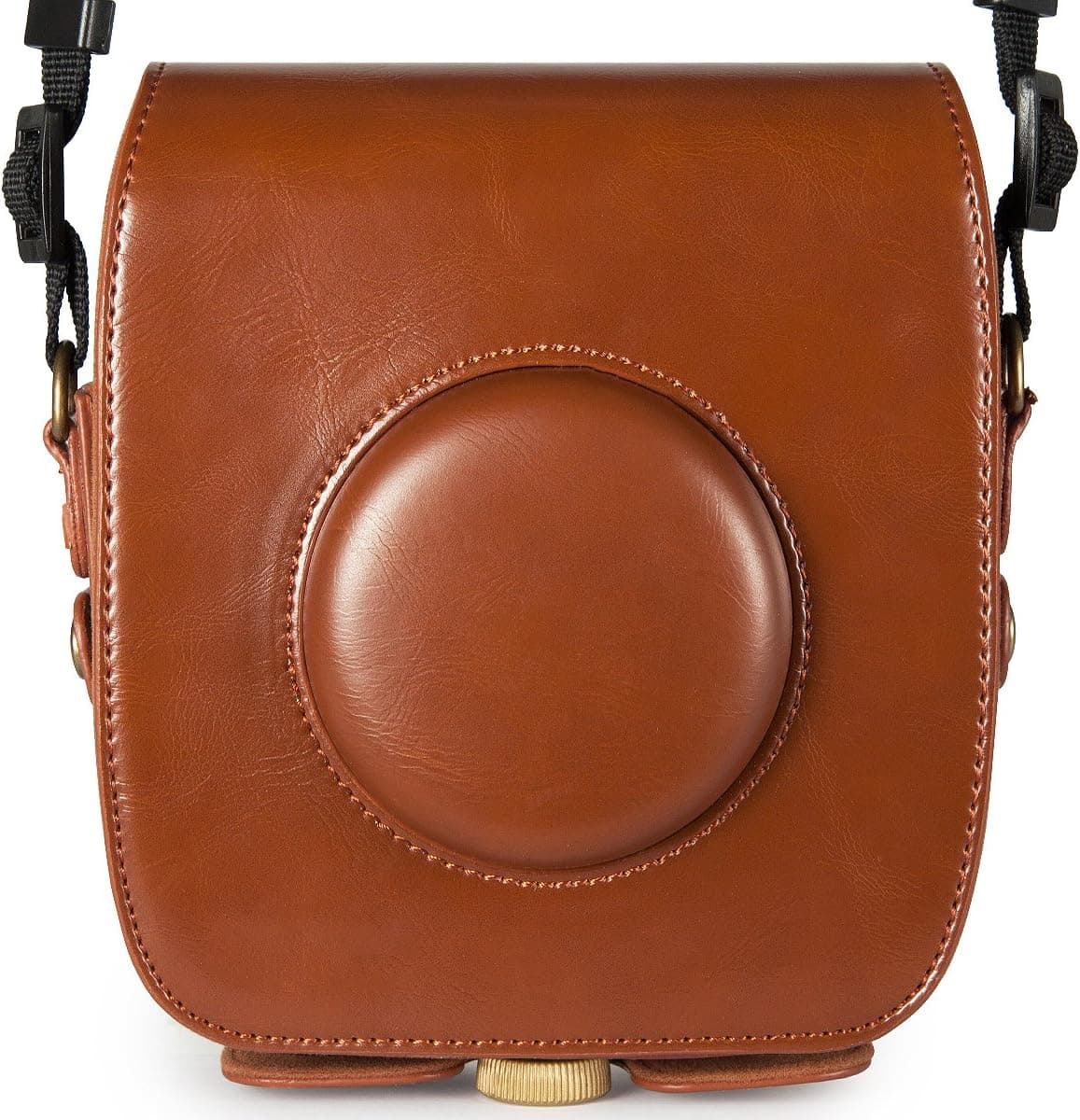 Woodmin Retro Oil Leather Square Camera Case for Fujifilm Instax Square SQ10 Hybrid Instant with Adjustable Shoulder Strap (Brown)