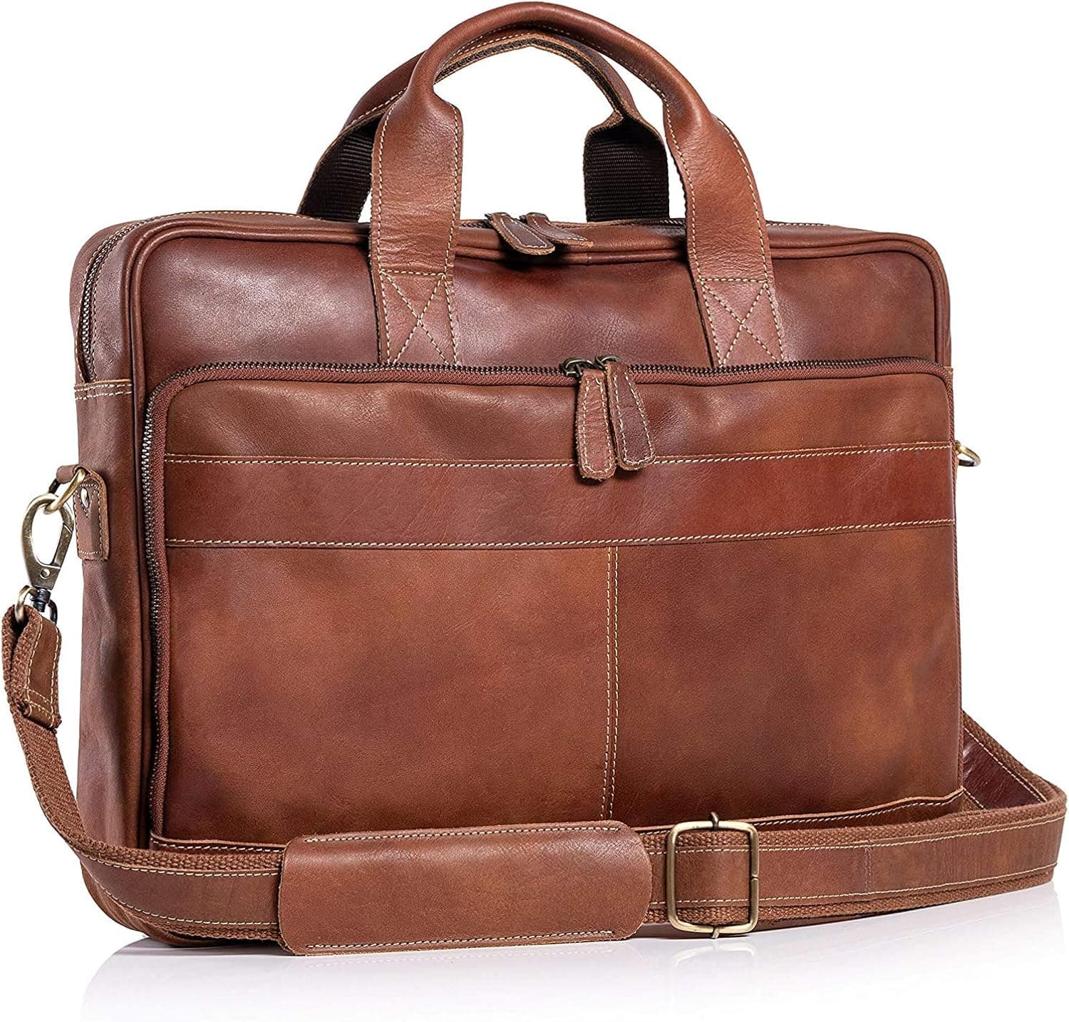 Leather briefcase 18 Inch Laptop Messenger Bags for Men and Women Best Office School College briefcase Satchel Bag