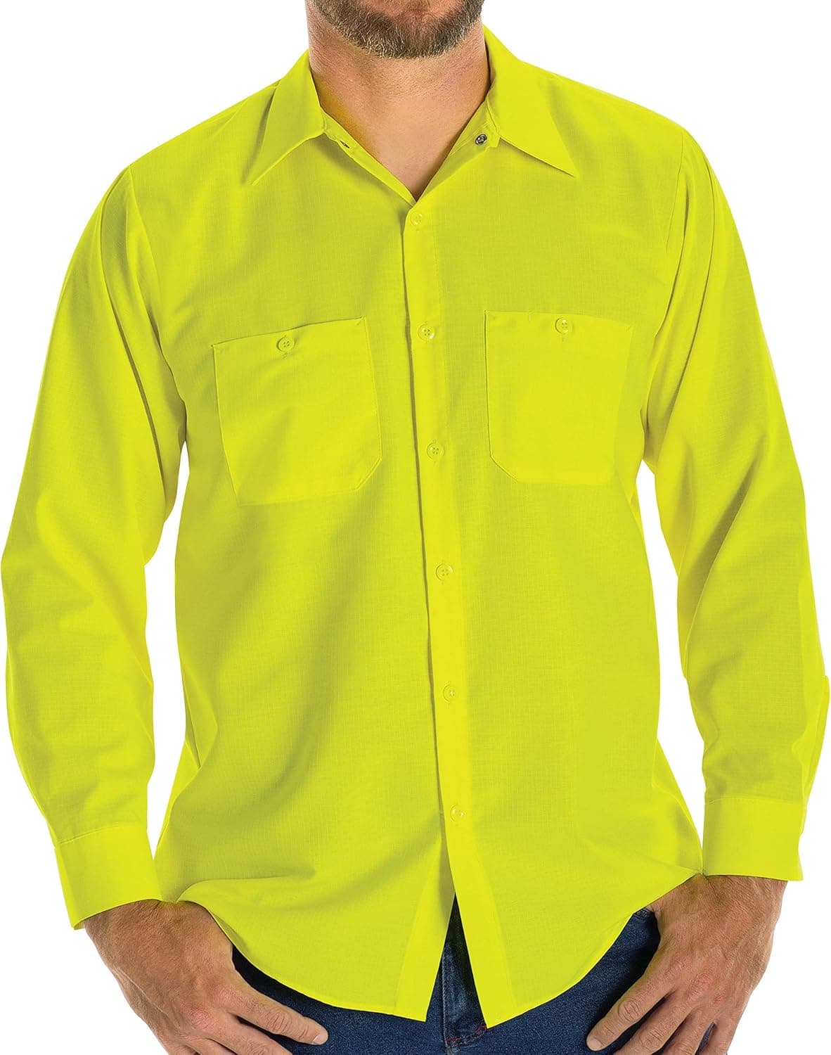 Red Kap Men's Hi-vis Ls Colorblock Ripstop Work Shirt-Type R, Class 2