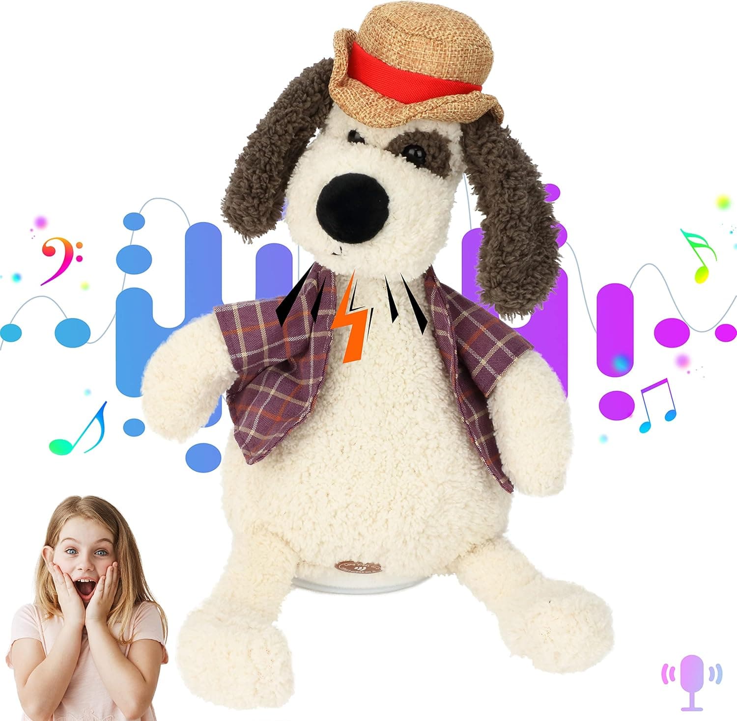 Cuteoy Talking Puppy Repeats What You Say Shaking Head Electric Interactive Animated Toys Speaking Mimicking Kids Plush Buddy Birthday Easter Gifts for Boy Girl, 9’’