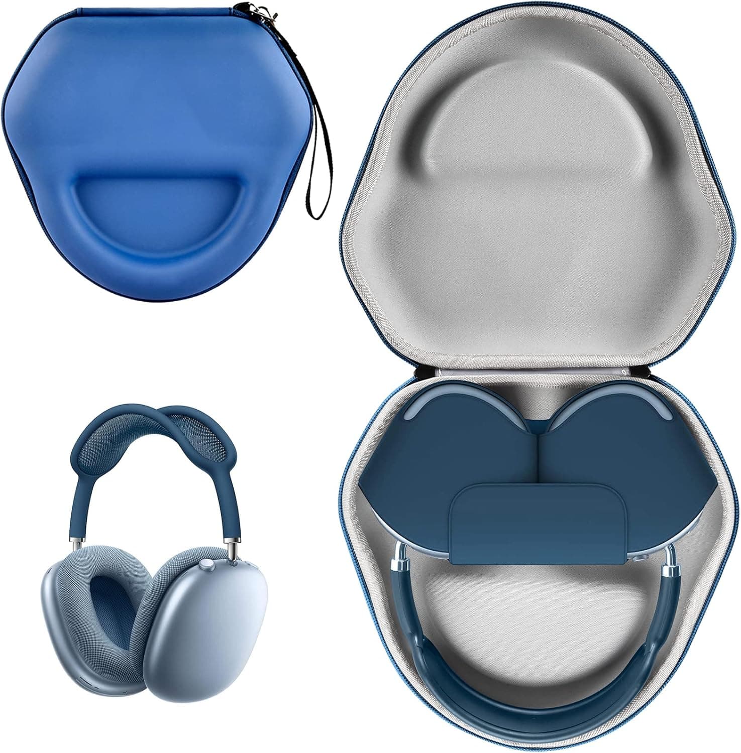 Headphone Case Compatible with New Apple AirPods Max Supports Sleep Mode, Protective Travel Carrying Cover Storage Holder Bag for Airpods Max Accessories - Blue (Box Only)