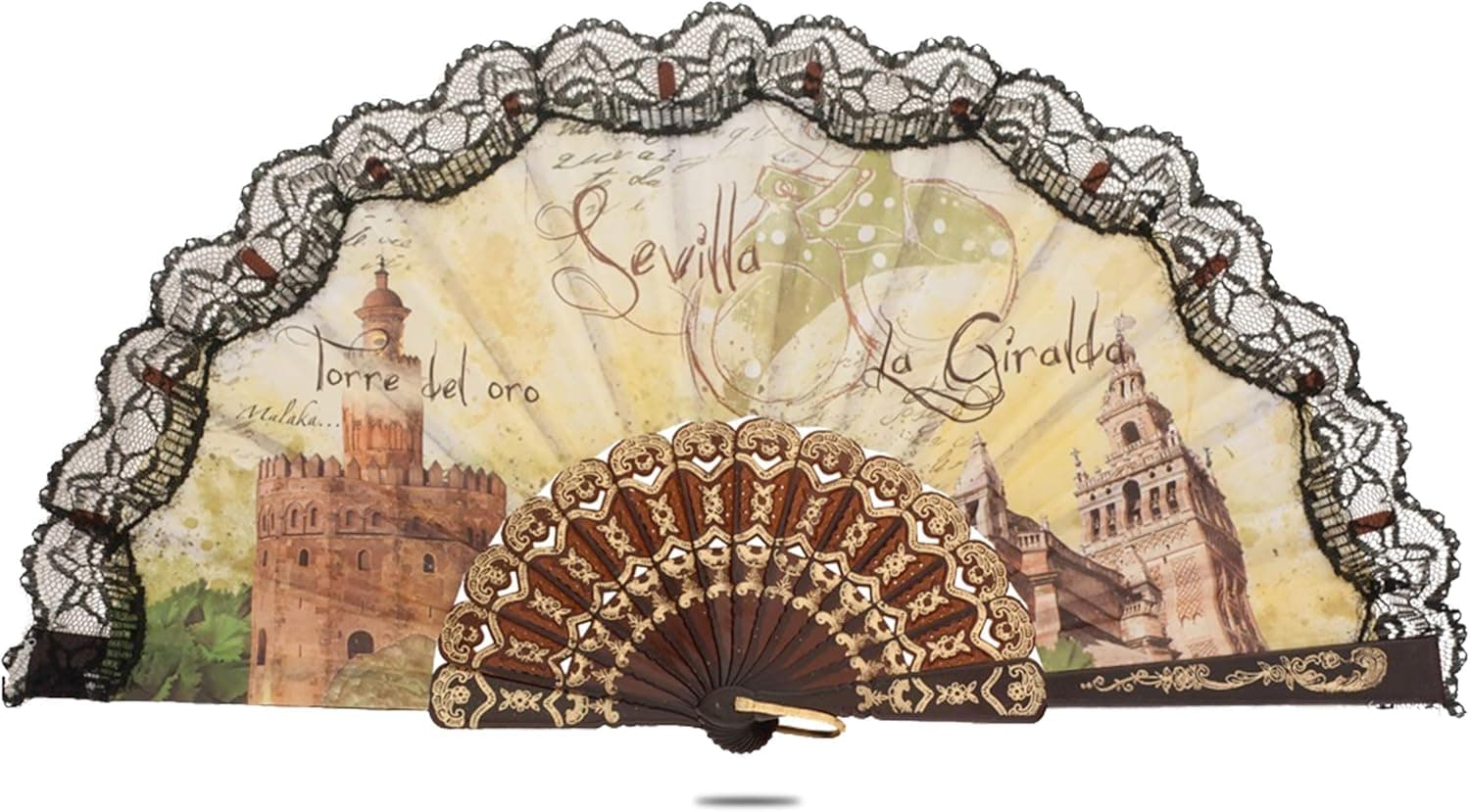 Ole Ole Flamenco Sevilla Spanish Hand Fan 9 inches (23 cm) Made of Plastic Abanicos Españoles