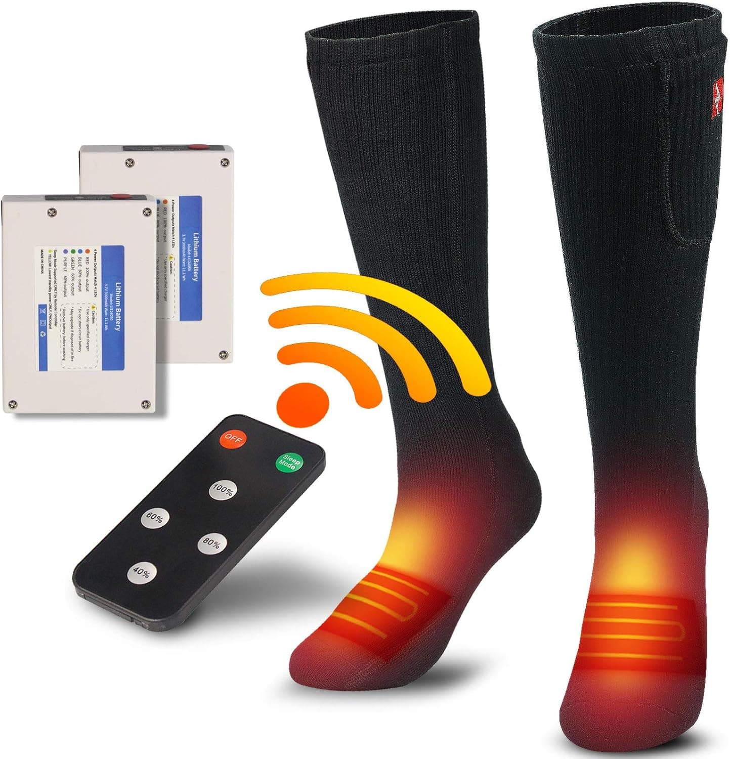 CREATRILL Electric Heated Socks for Women Men, Thermal Heat Socks Kit with 4 Temperature Settings, Battery Powered Wireless Foot Warmer for Climbing Hiking Hunting Skiing Snowboarding