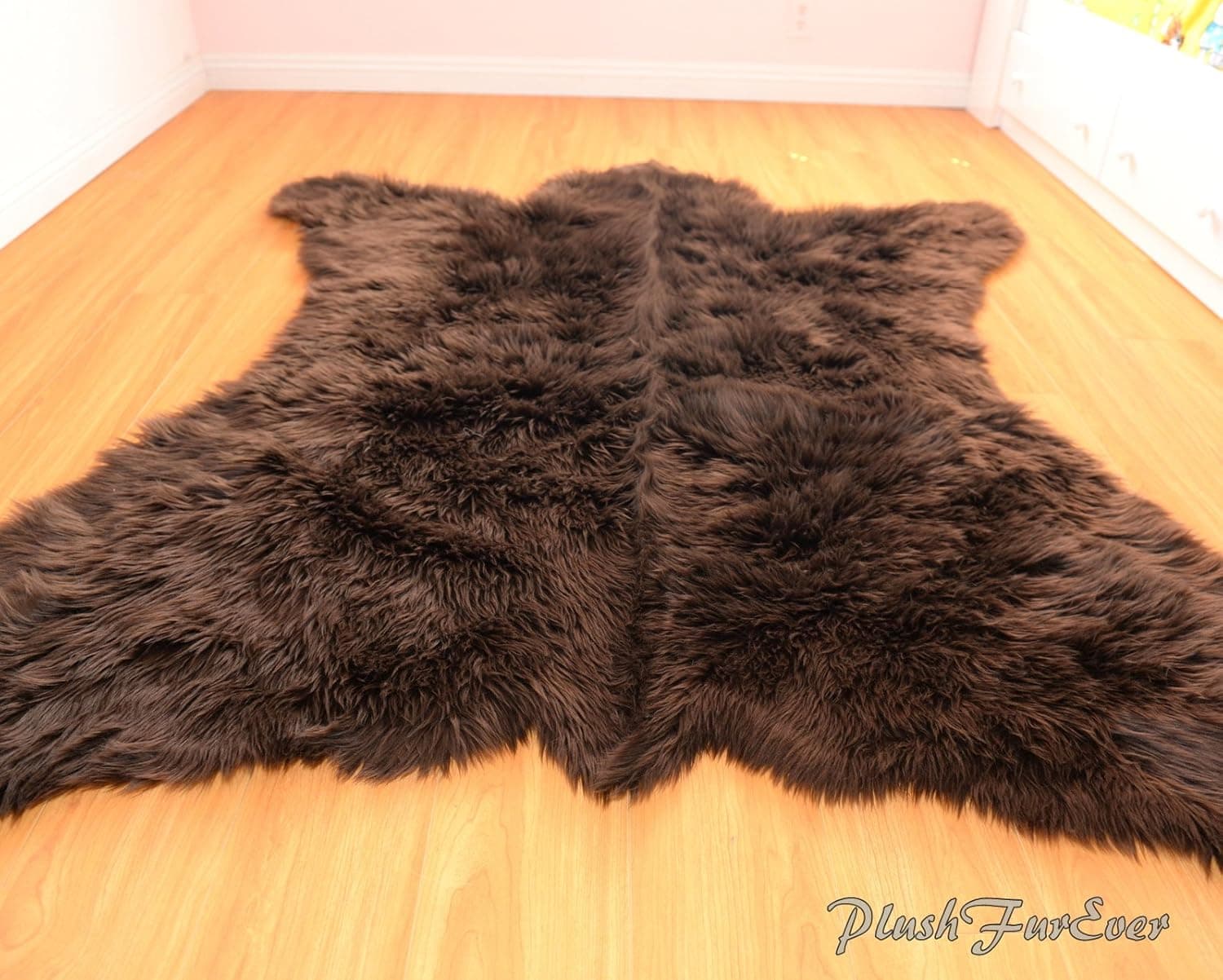 SC Love Collections Faux Fur Rug Bearskin Brown Grizzly Accent Area Shaggy Rug 5' X 6' or 60" X 72"