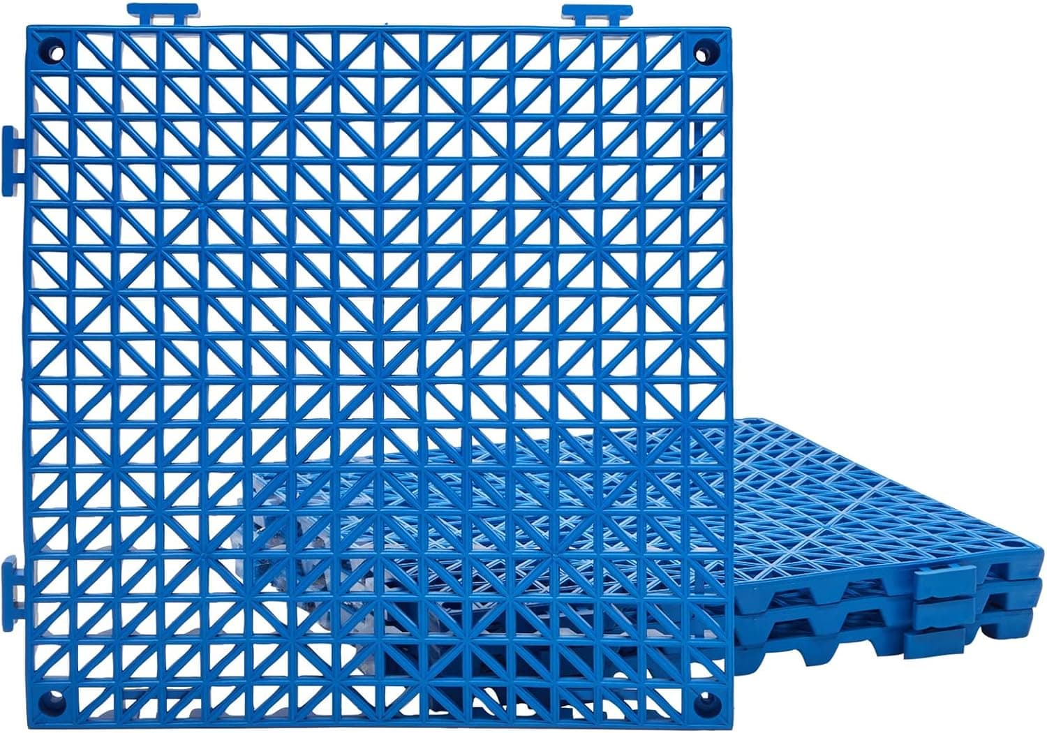4 Pack Interlocking Rubber Floor Tiles, 12x12 in Mat for Shower Bathroom Pool Patio (Blue)
