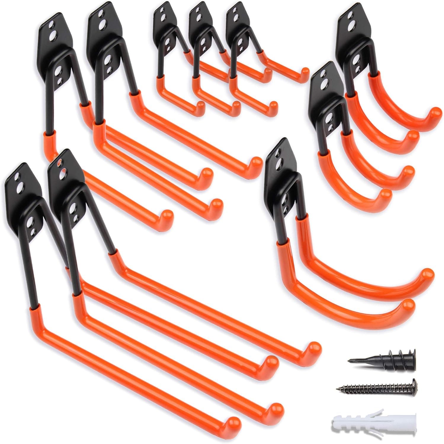 Garage Hooks Garage Hangers, Steel Utility Hooks, Easy to Install Garage Storage Hooks, Wall Hooks Heavy Duty for Organizing Large Power Tools, Anti Slip Design, Assorted Pack of 10