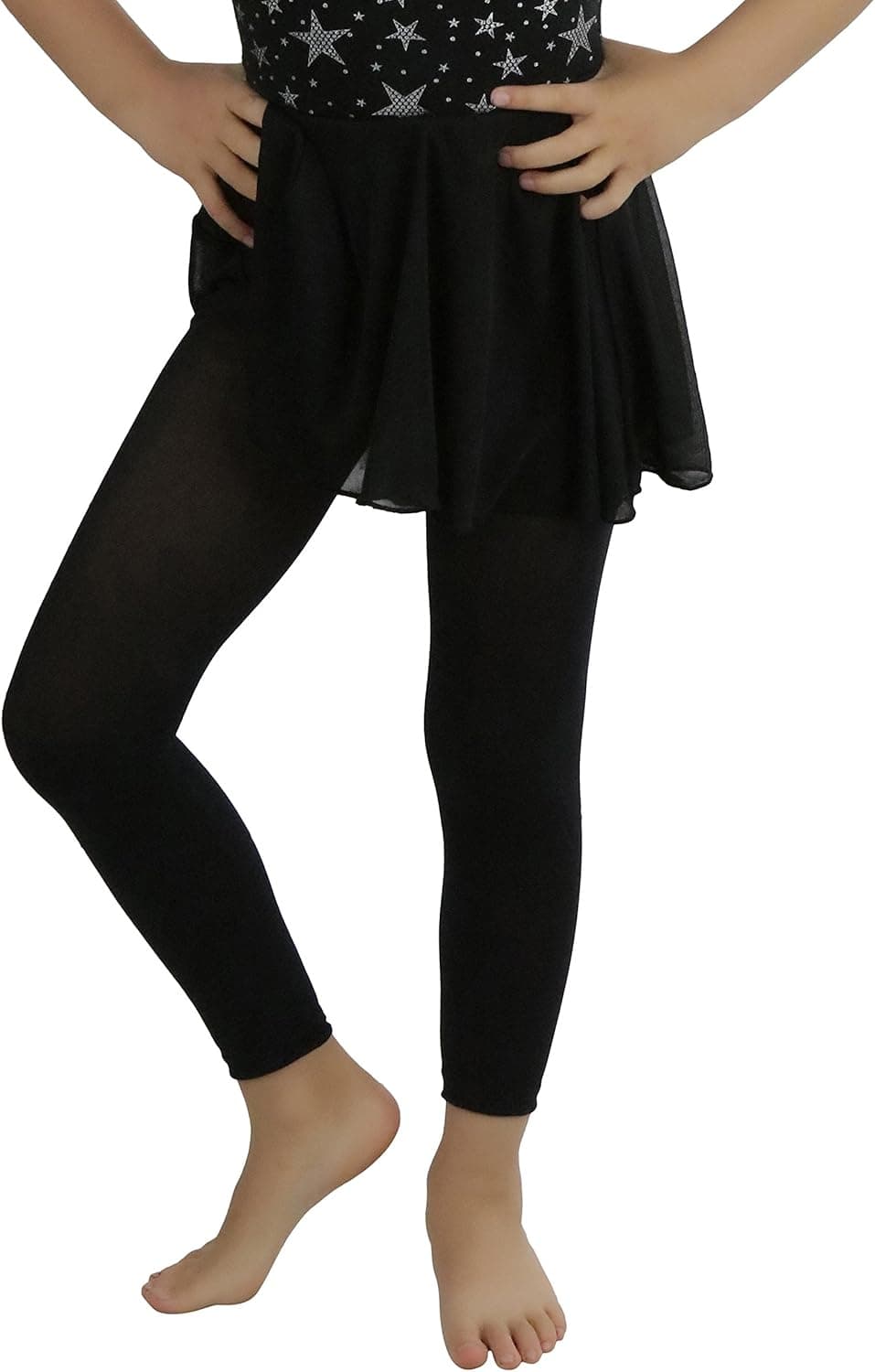 ToBeInStyle Girl’s Footless Opaque Layering Nylon Tights with Floral Lace Bottom Trim