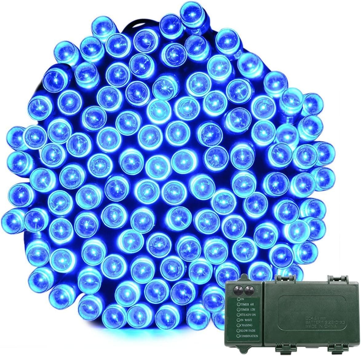 VMANOO Christmas Lights, Battery 72ft 200 LED, String Lights for Outdoor, Indoor, Garden, Patio, Holiday Party, Wedding Xmas Decorations (Blue)
