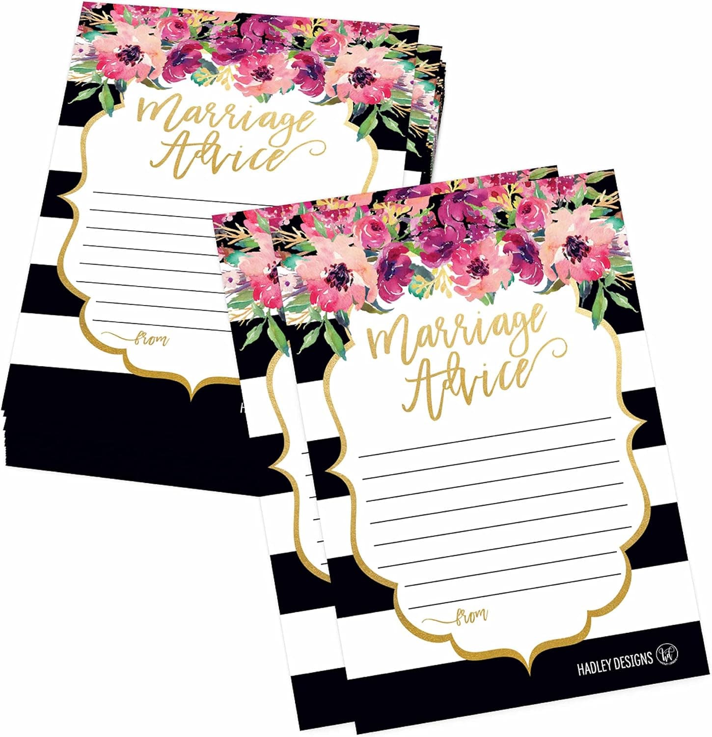 Floral Advice For the Bride - 50 Bridal Shower Games For Guests, Wedding Card Boxes For Reception, Wedding Guest Book Alternative, Wedding Advice Cards For Bride and Groom, Wedding Games For Guests